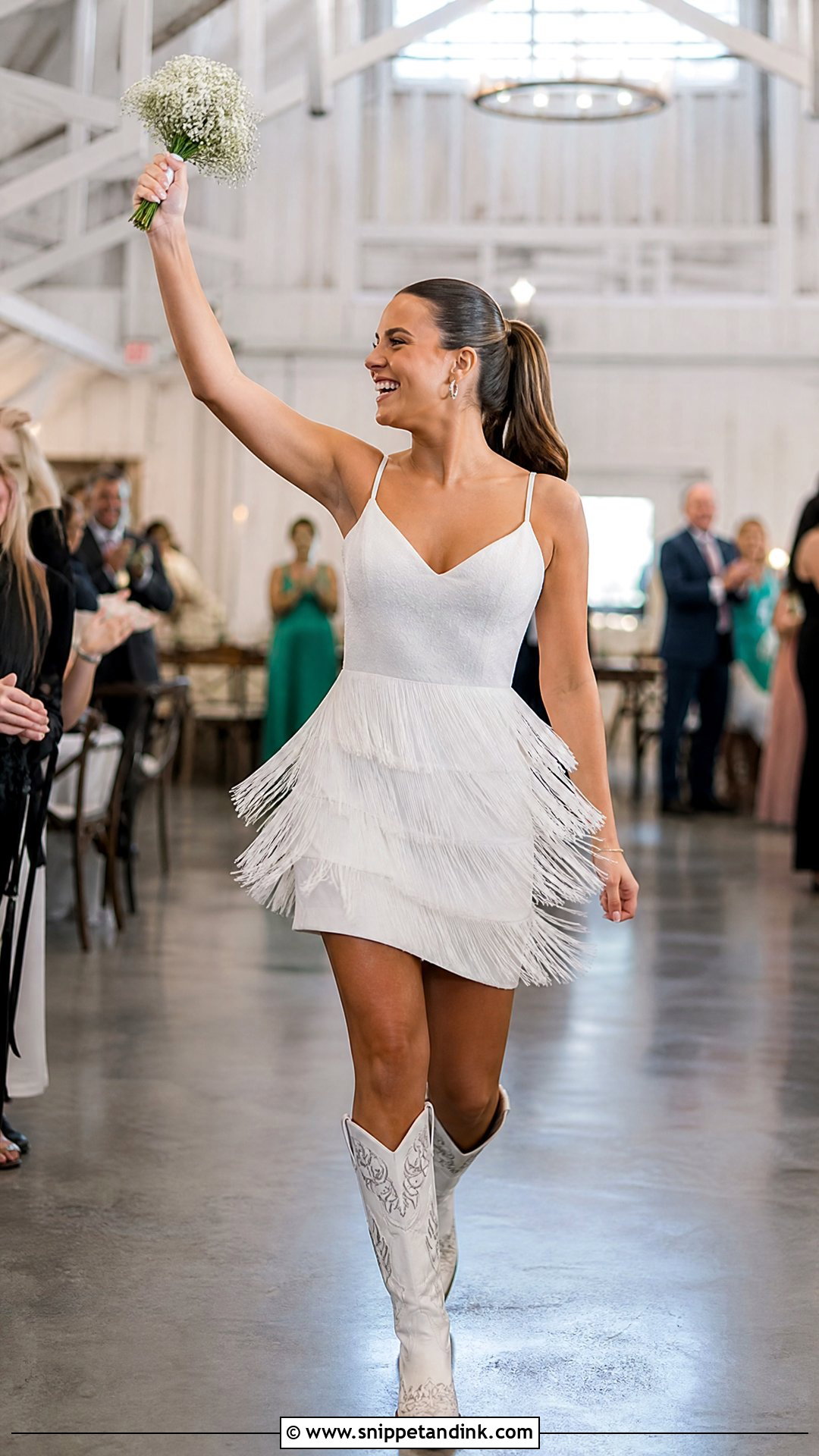 Fringe Short Wedding Dress With Cowboy Boots - Snippet and Ink - 20 Short Wedding Dress with Boots Ideas