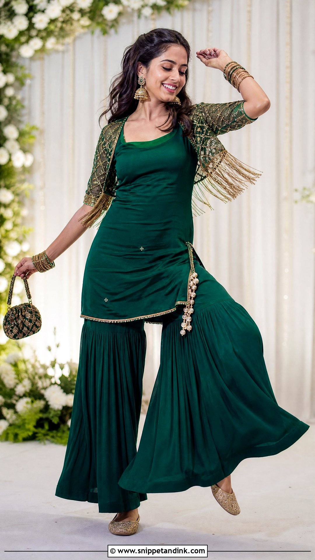 Fringe Shrug With Sharara Dress - Snippet and Ink - 20 Shrugs for Dresses Indian Wedding