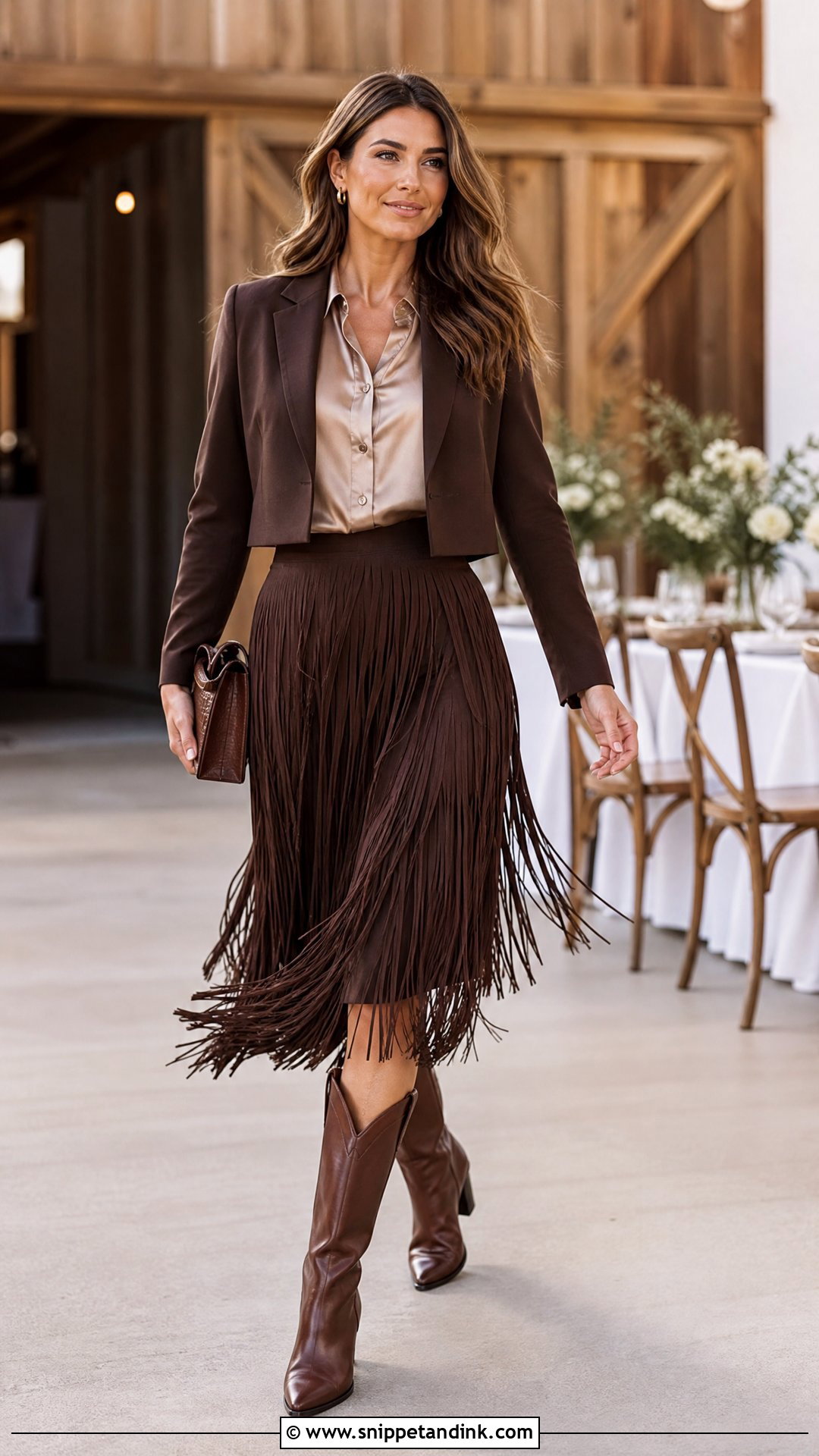 Fringe Skirt Western Wedding Outfit - Snippet and Ink - 20 Wedding Western Outfits