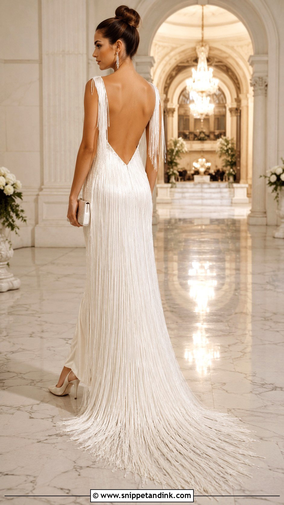 Fringe Train Wedding Dress - Snippet and Ink - 20 Fringe Wedding Dress Ideas
