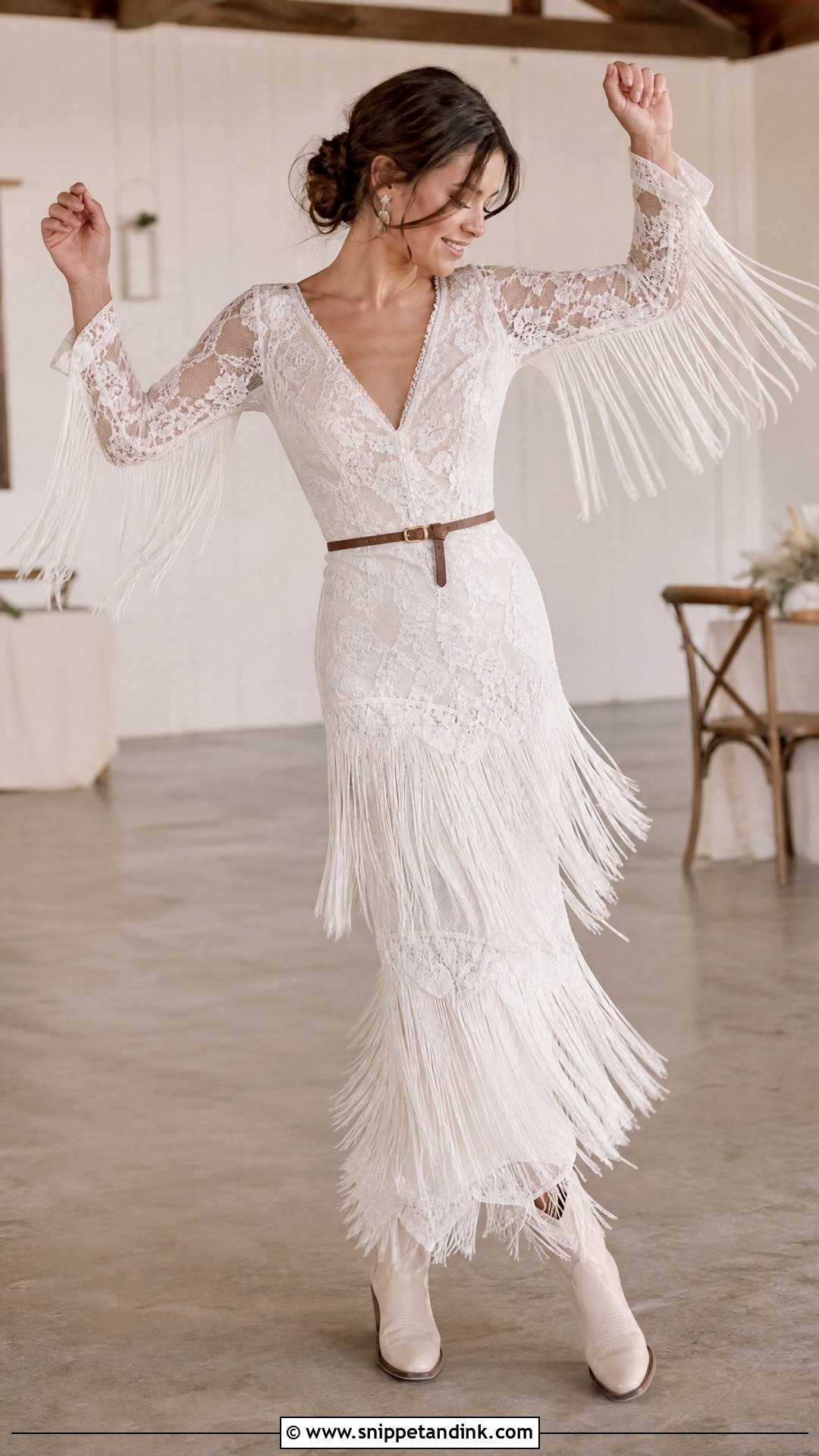 Fringe Western Lace Wedding Dress - Snippet and Ink - 20 Western Lace Wedding Dress Ideas