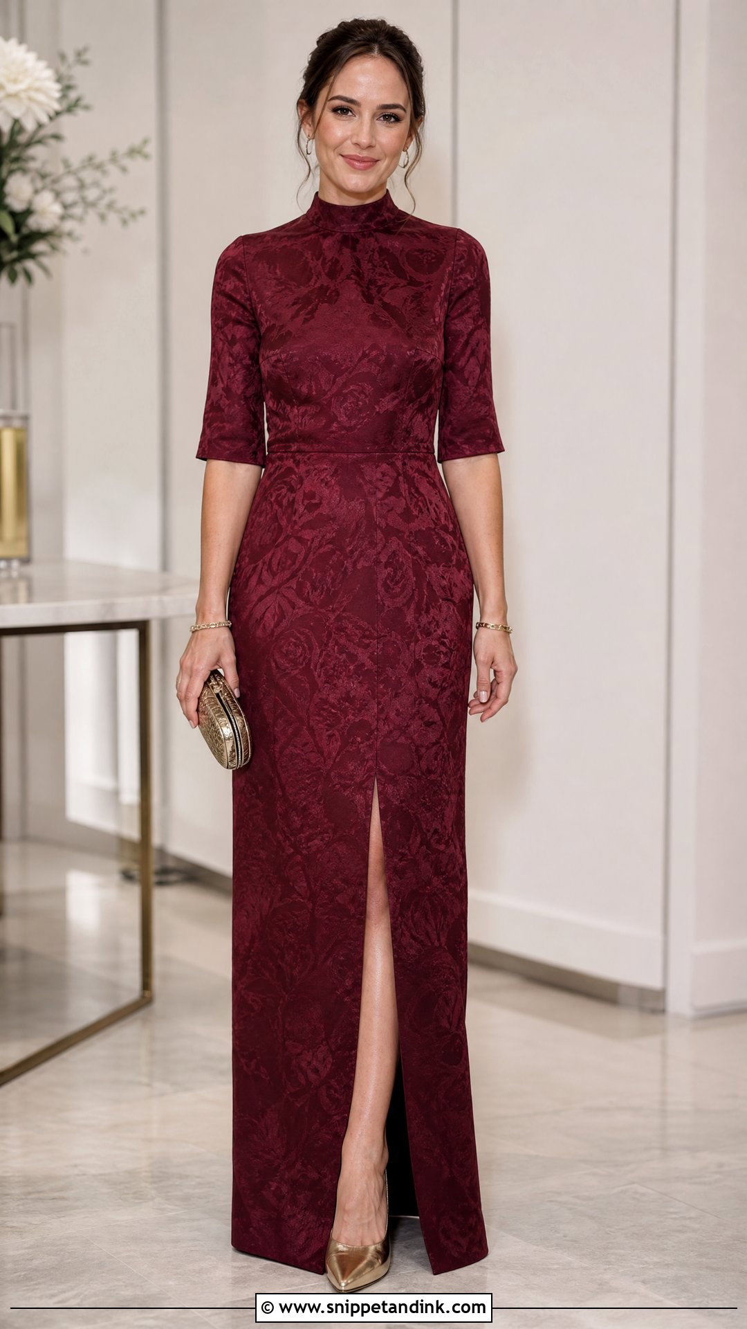 Front Slit Damask Gown - Snippet and Ink - 20 Simple Damask Gown Style Ideas