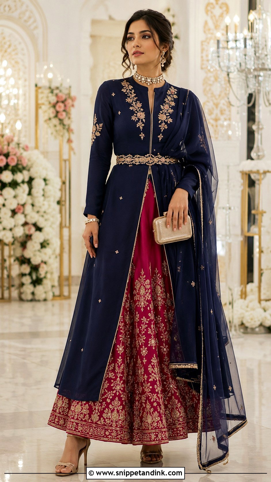 Front Slit Kurti With Lehenga Skirt - Snippet and Ink - 20 Latest Kurti Designs for Wedding
