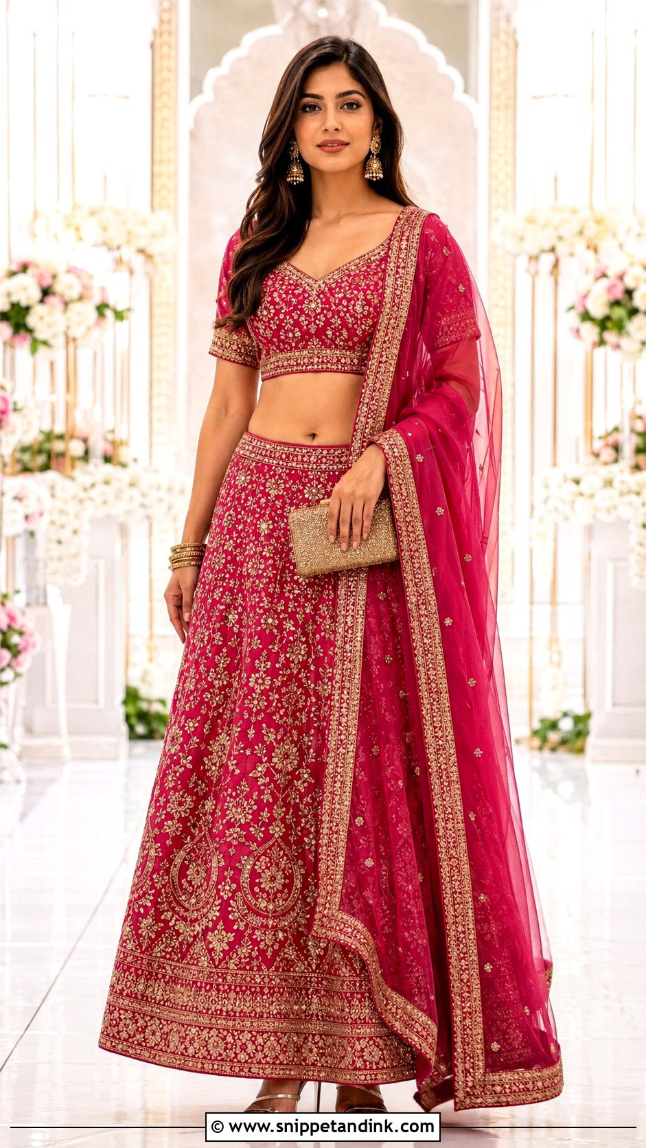 Front Standing Lengha Pose - Snippet and Ink - 20 Lengha Pose Ideas