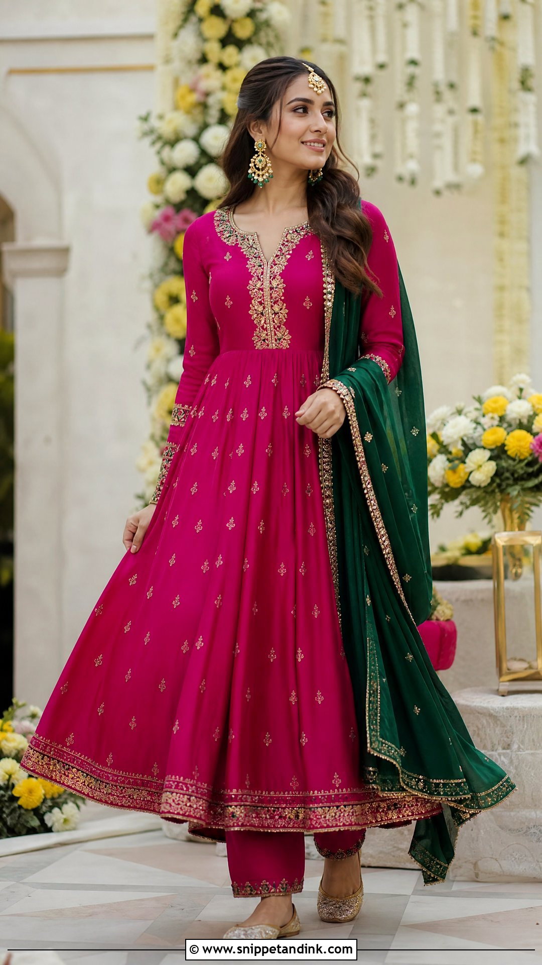 Fuchsia Anarkali Mehndi Outfit - Snippet and Ink - 20 Bride Mehndi Dress Ideas