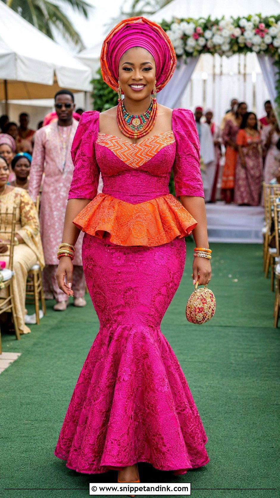 Fuchsia And Orange Membeso Dress - Snippet and Ink - 20 Membeso Dress for the Bride Ideas