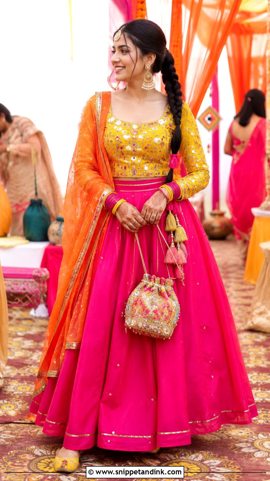 Fuchsia And Yellow Jaggo Lengha - Snippet and Ink - 20 Jaggo Lengha Ideas