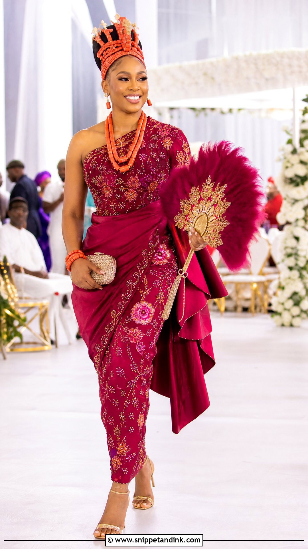 Fuchsia Asymmetrical Igbo Bride Outfit - Snippet and Ink - 20 Igbo Bride Traditional Wedding Outfit Ideas