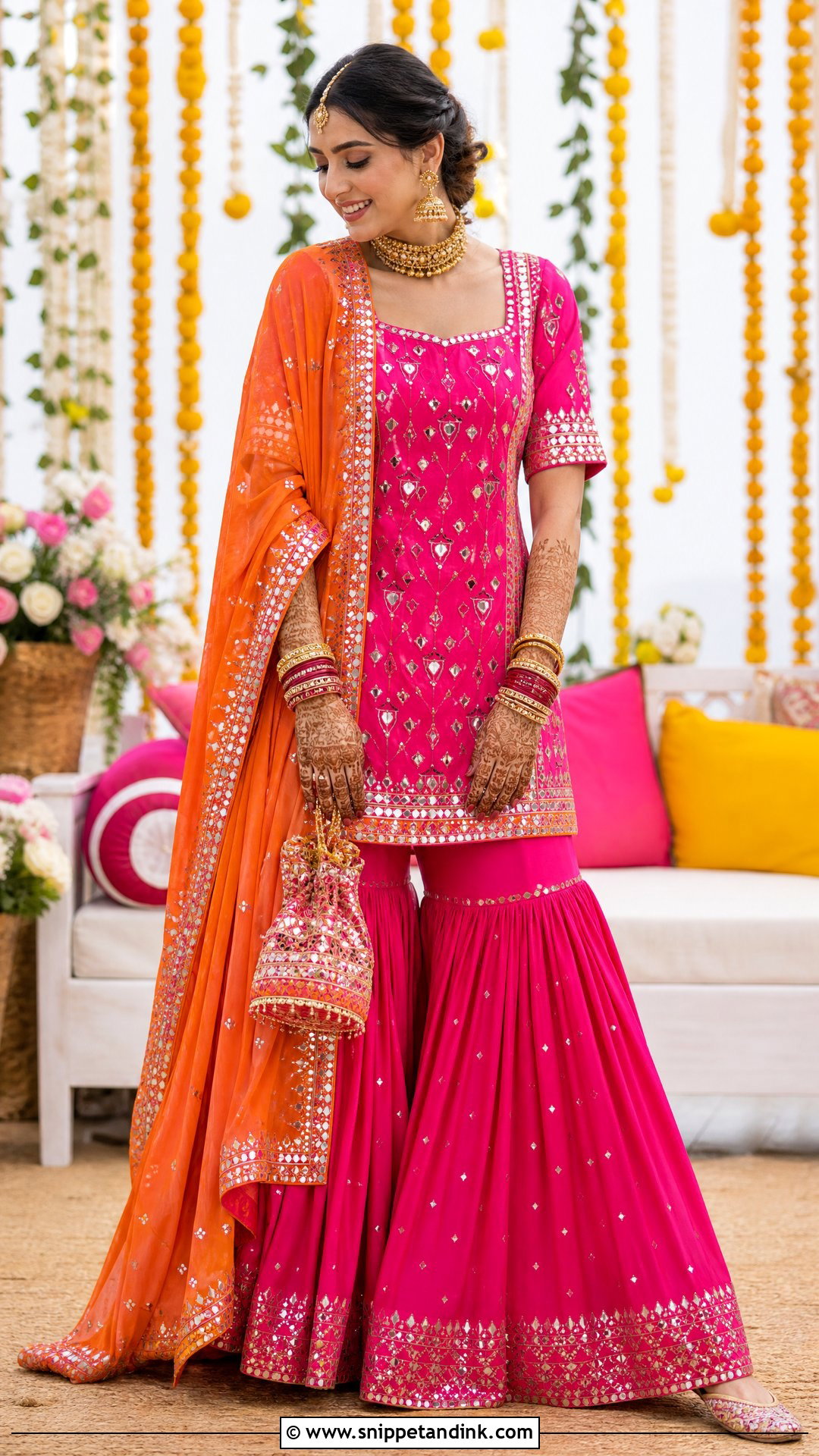Fuchsia Bridal Sharara - Snippet and Ink - 20 Sharara for Bride Ideas