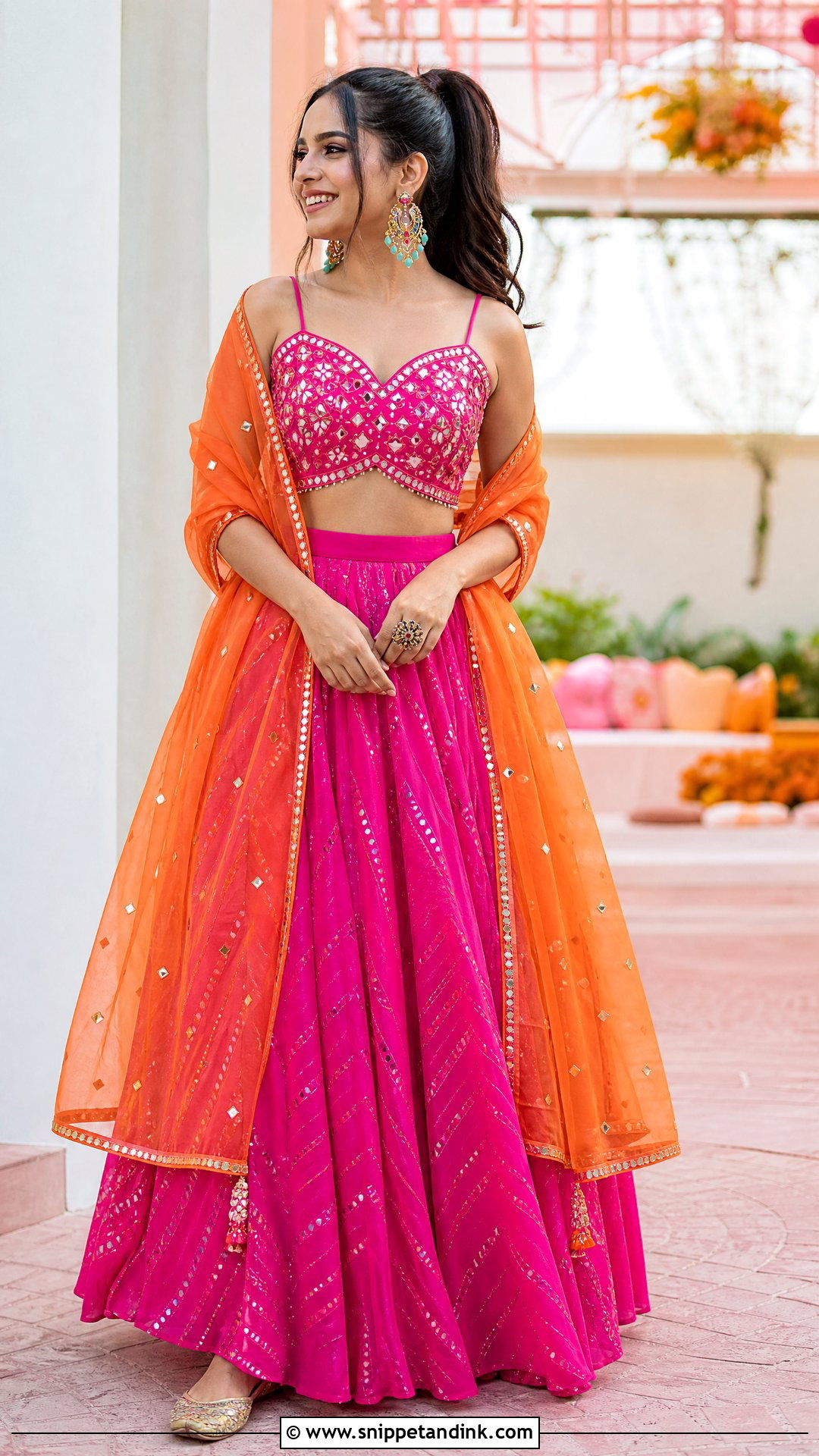 Fuchsia Crop Top Lehenga for Mehndi - Snippet and Ink - 25 Dresses for Mehndi Function