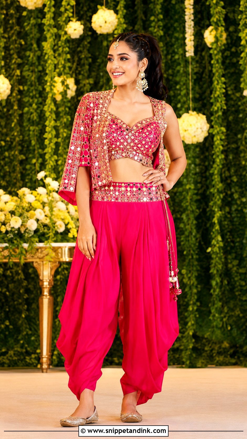 Fuchsia Dhoti Pant Mehendi Set - Snippet and Ink - 20 Bridal Mehendi Outfits