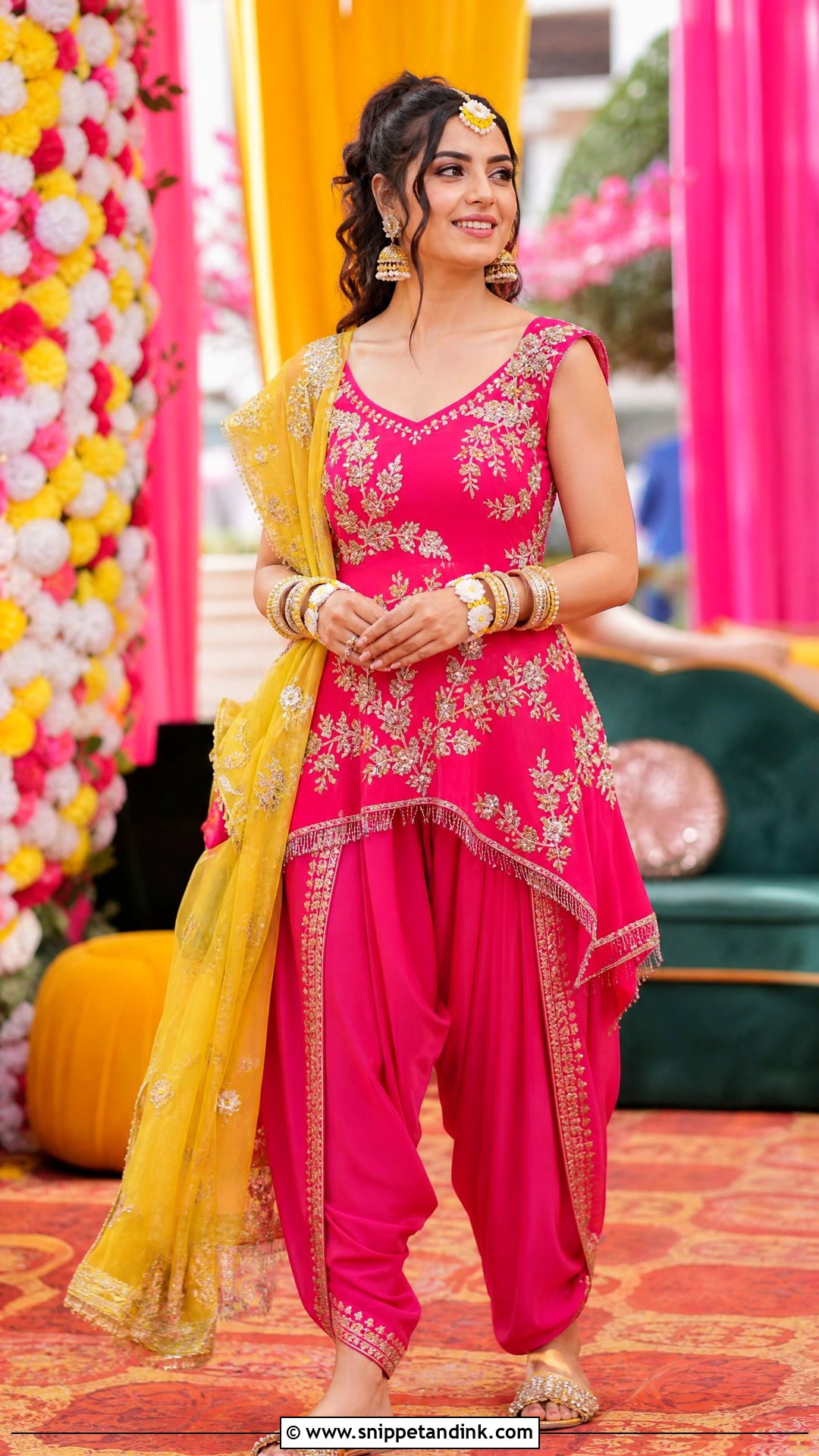 Fuchsia Dhoti Pants Dholki Bridal Outfit - Snippet and Ink - 20 Dholki Outfit Bride Ideas