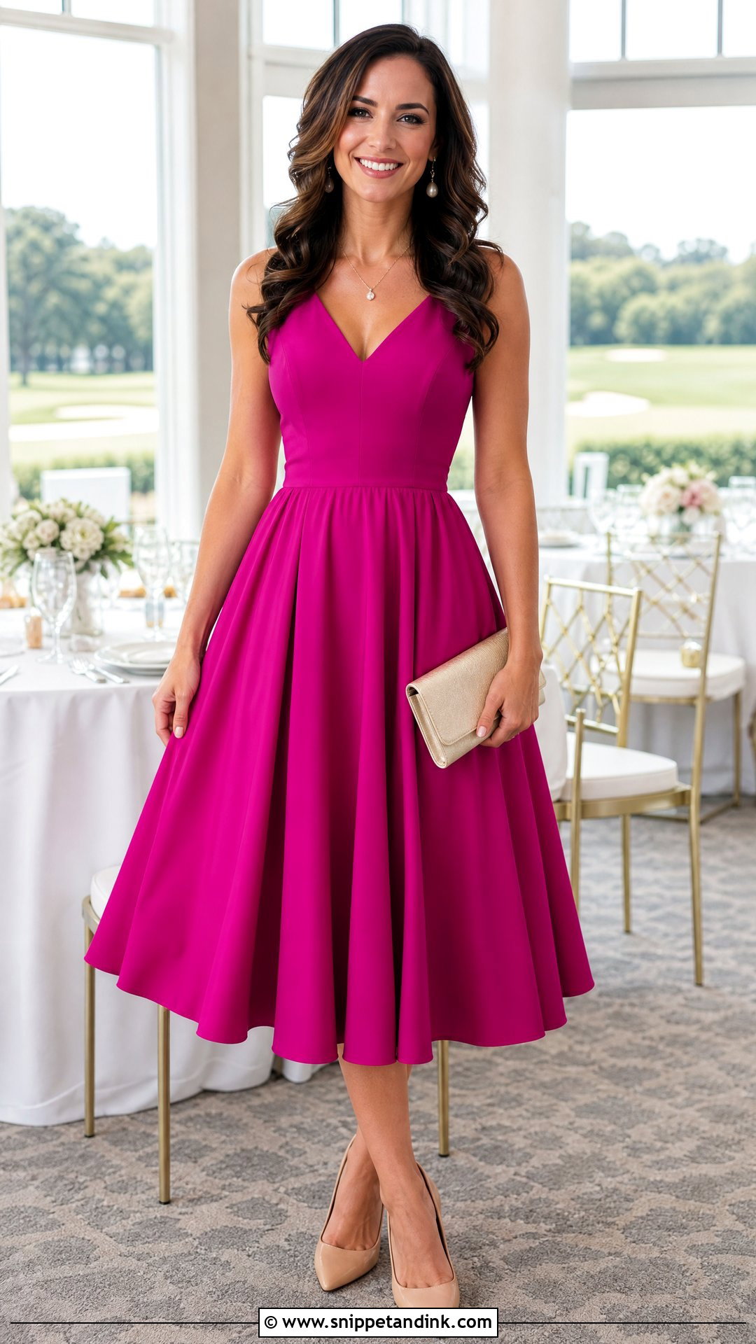 Fuchsia Fit And Flare Dress Wedding Outfit - Snippet and Ink - 25 Fuchsia Dress Outfit Wedding Ideas