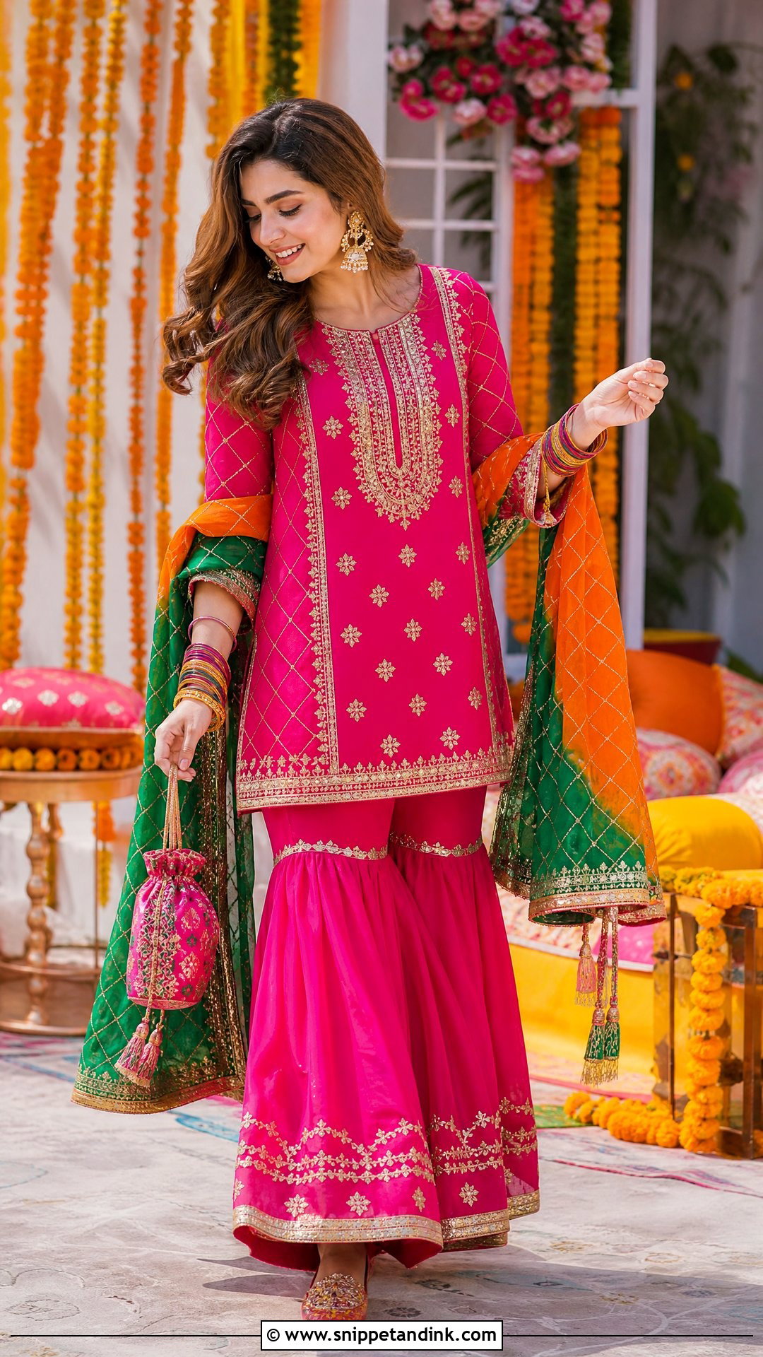 Fuchsia Gharara Pakistani Wedding Suit - Snippet and Ink - 20 Pakistani Wedding Suits