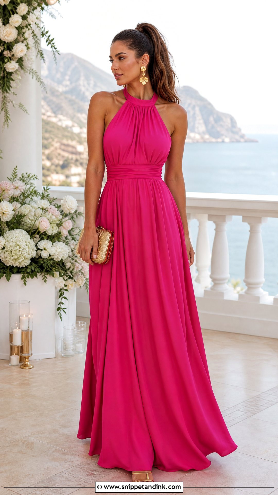 Fuchsia Halter Dress Wedding Outfit - Snippet and Ink - 25 Fuchsia Dress Outfit Wedding Ideas