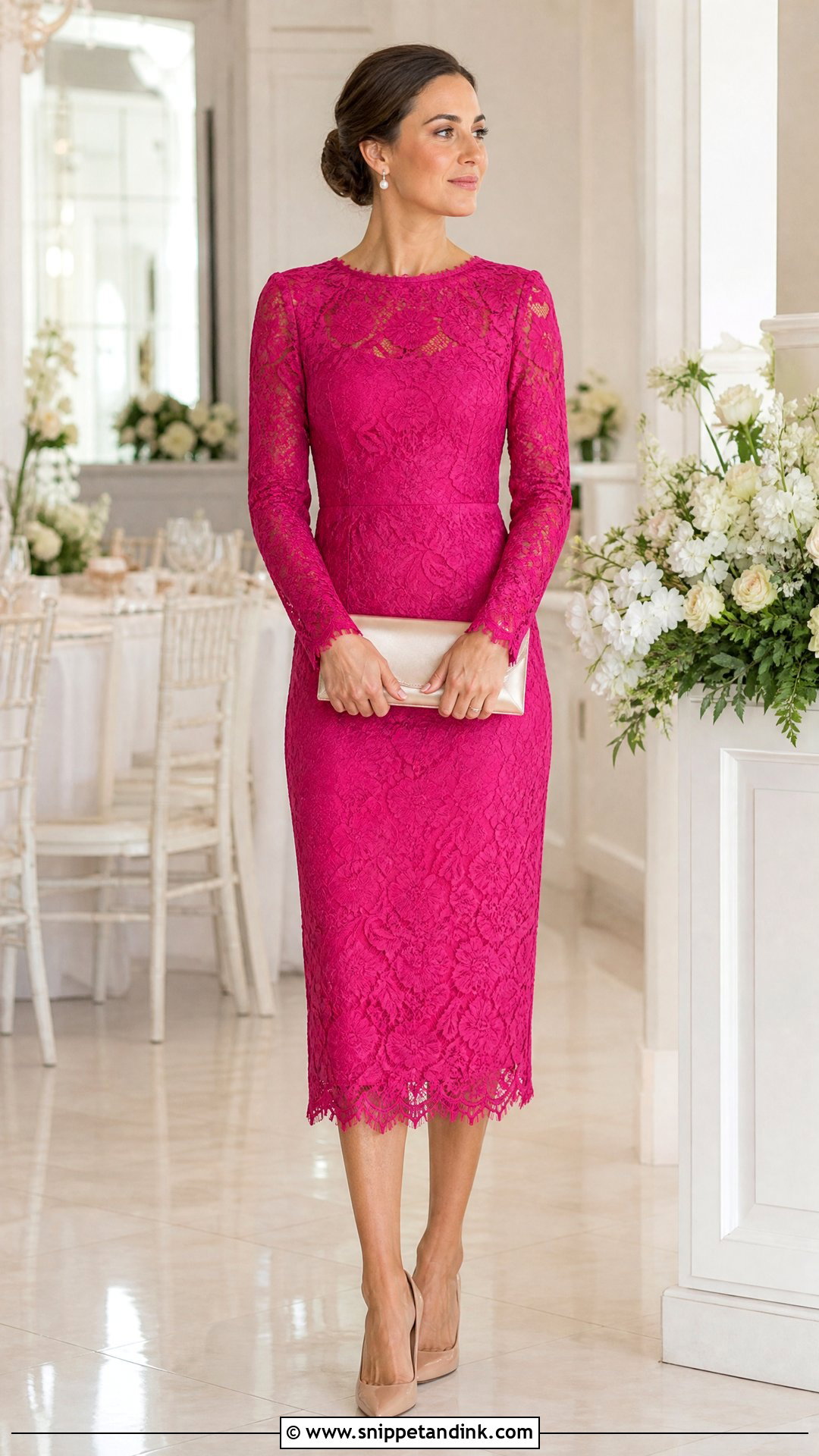 Fuchsia Lace Dress Wedding Outfit - Snippet and Ink - 25 Fuchsia Dress Outfit Wedding Ideas