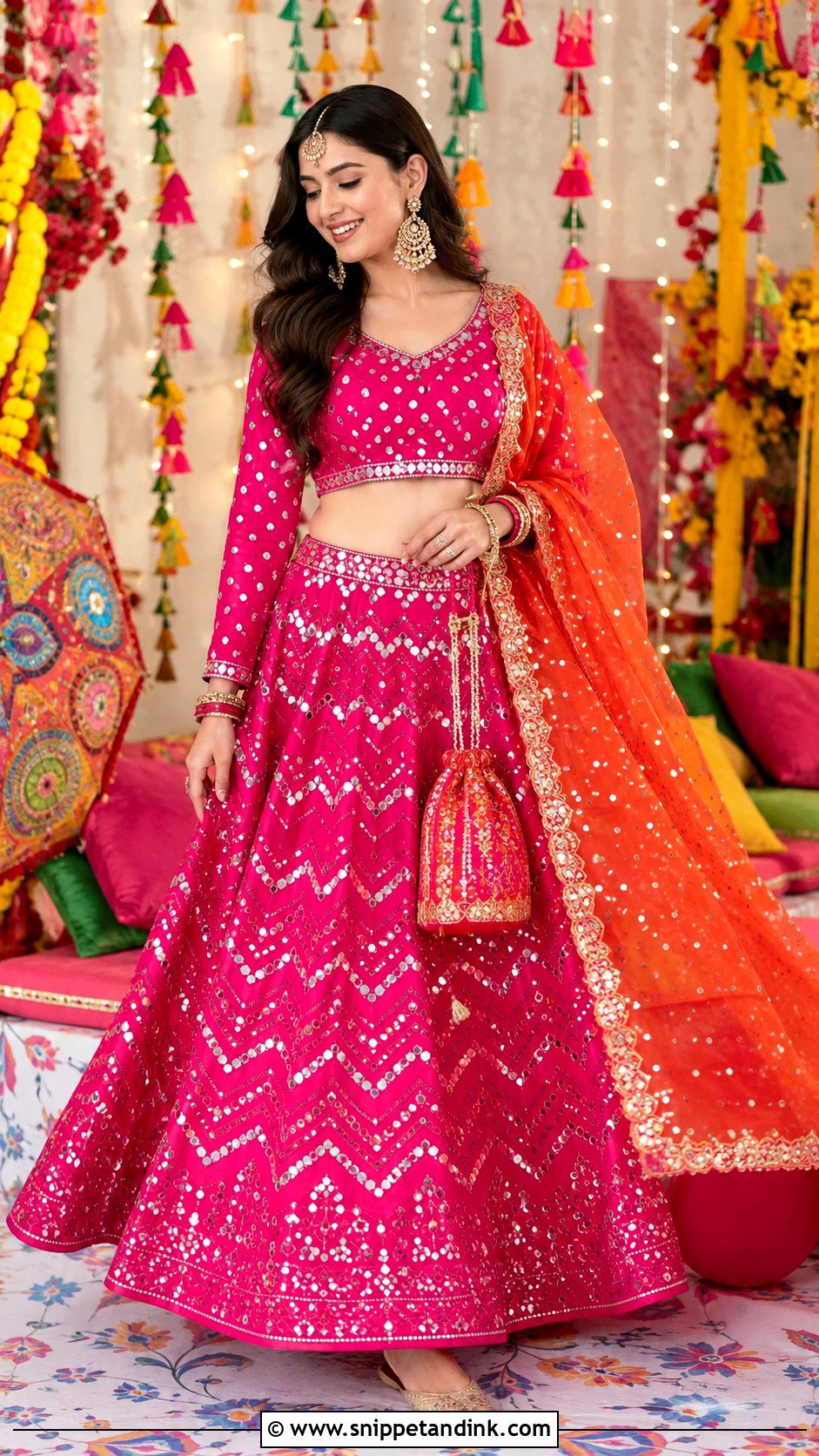 Fuchsia Lehenga Choli For Mehndi - Snippet and Ink - 25 Pakistani Wedding Dresses Sisters