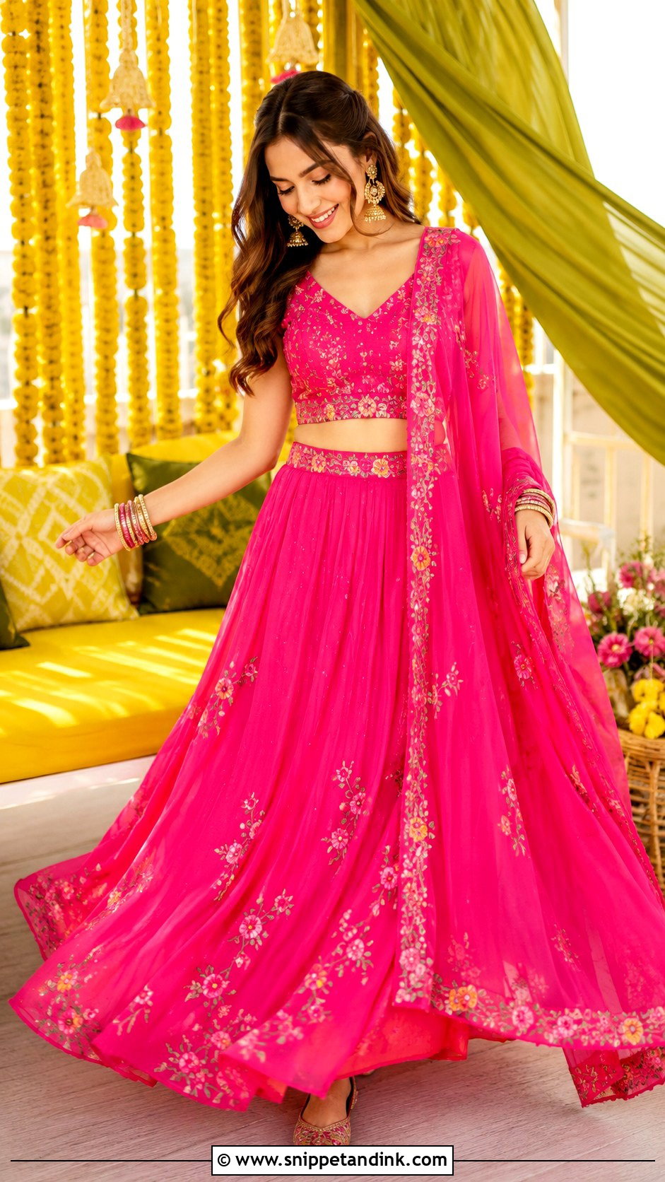Fuchsia Lehenga For Mehendi Function - Snippet and Ink - 25 Dress for Mehendi Function Ideas