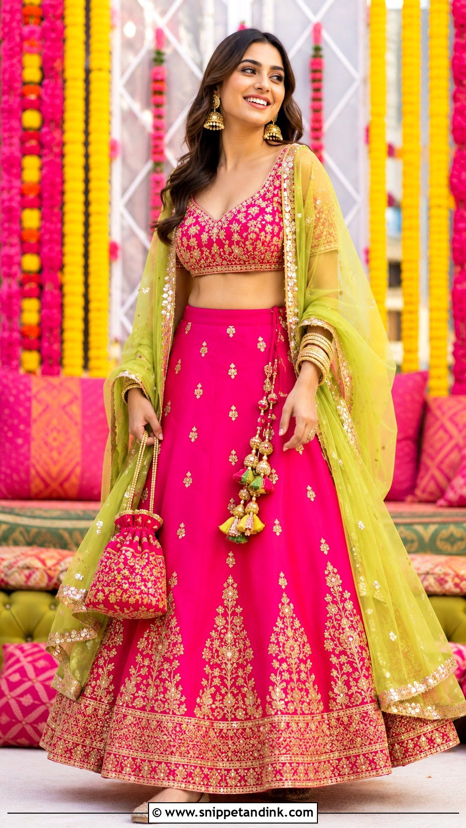 Fuchsia Lehenga For Mehndi Function - Snippet and Ink - 25 Mehndi Function Dress Ideas
