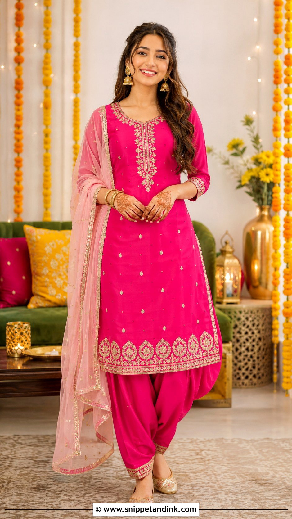 Fuchsia Mehndi Salwar Outfit - Snippet and Ink - 25 Simple Mehndi Outfit Ideas