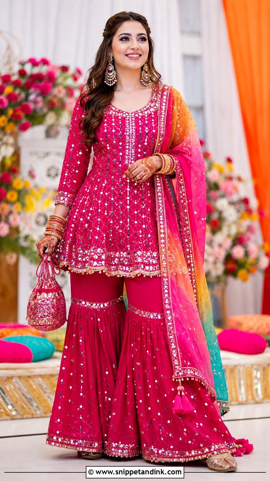 Fuchsia Mirror Work Bridal Salwar Suit - Snippet and Ink - 20 Bridal Salwar Suits