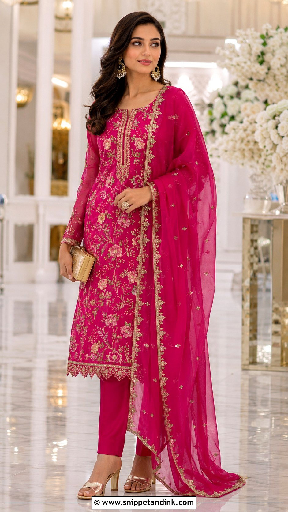 Fuchsia Organza Punjabi Salwar Suit - Snippet and Ink - 20 Punjabi Salwar Suits Party Wear Wedding