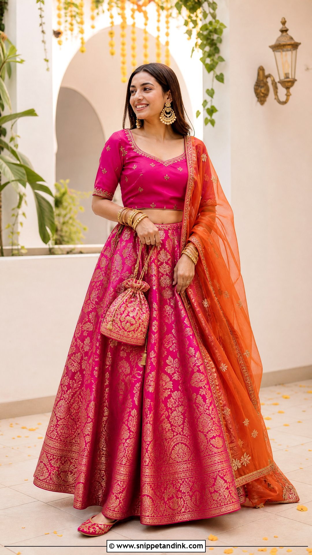 Fuchsia Pakistani Banarsi Lehenga Dress - Snippet and Ink - 25 Pakistani Fancy Dresses for Wedding