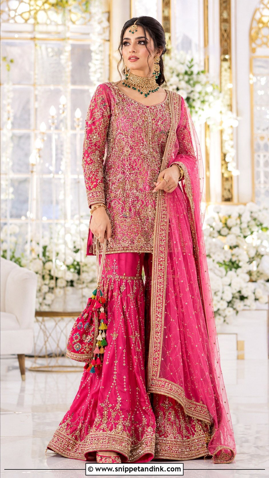 Fuchsia Pink Garara Bridal Dress - Snippet and Ink - 20 Garara Bridal Dress Ideas