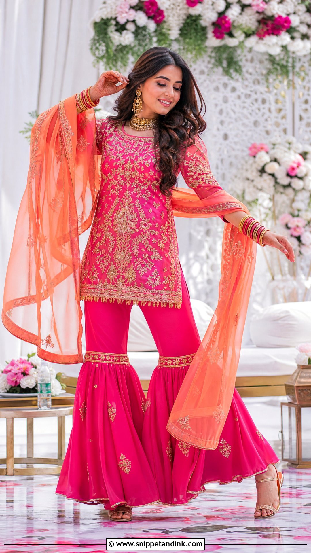 Fuchsia Pink Sangeet Sharara Set - Snippet and Ink - 20 Pakistani Bridal Sangeet Outfit Ideas