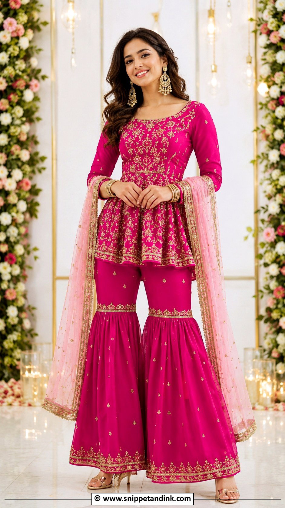 Fuchsia Punjabi Peplum Suit - Snippet and Ink - 30 Punjabi Wedding Suit Ideas