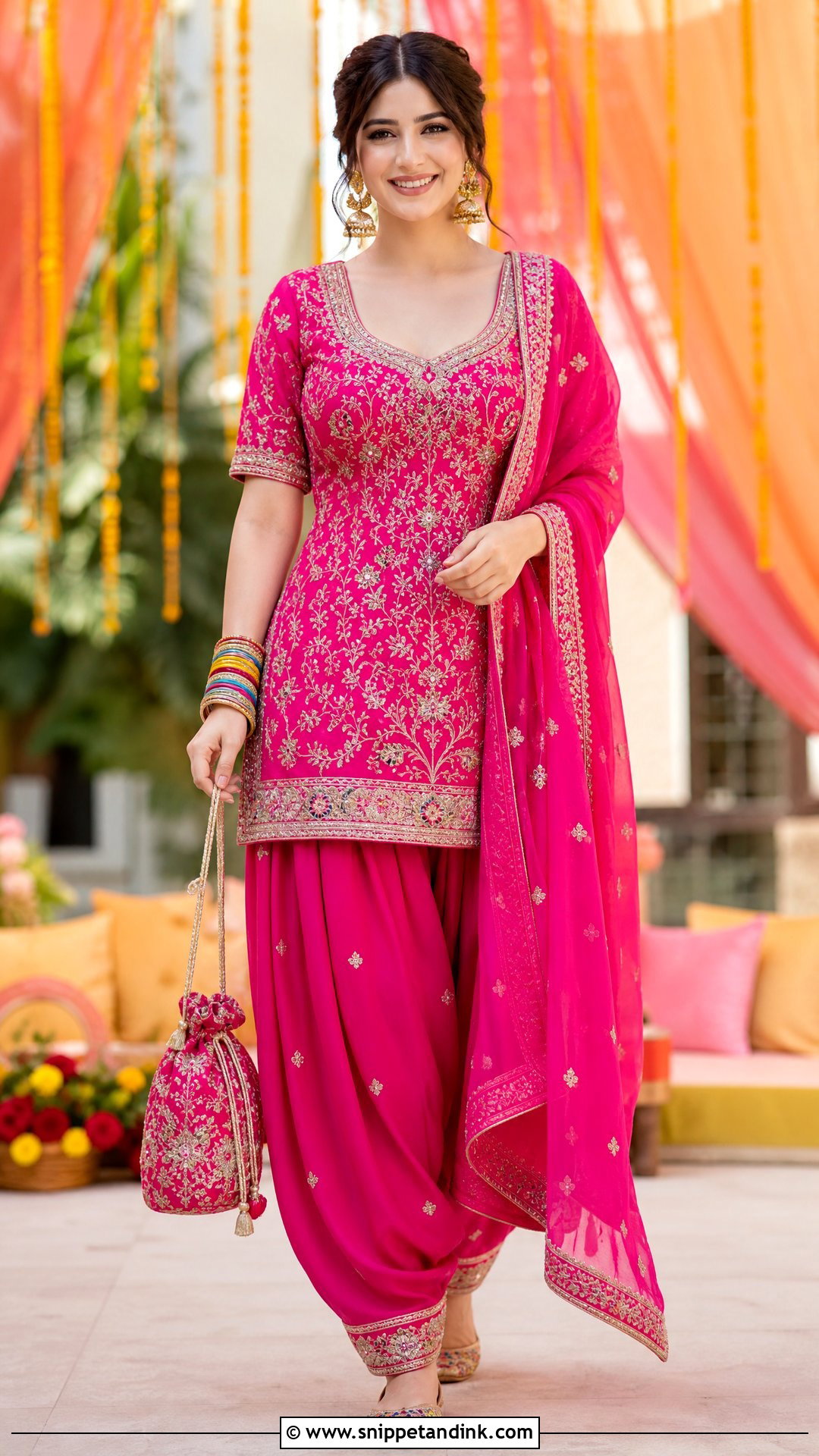 Fuchsia Punjabi Short Kurti Suit For Wedding - Snippet and Ink - 25 Trending Punjabi Suits for Wedding