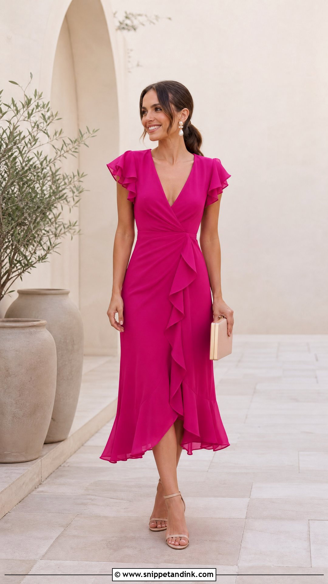 Fuchsia Ruffle Dress Wedding Outfit - Snippet and Ink - 25 Fuchsia Dress Outfit Wedding Ideas