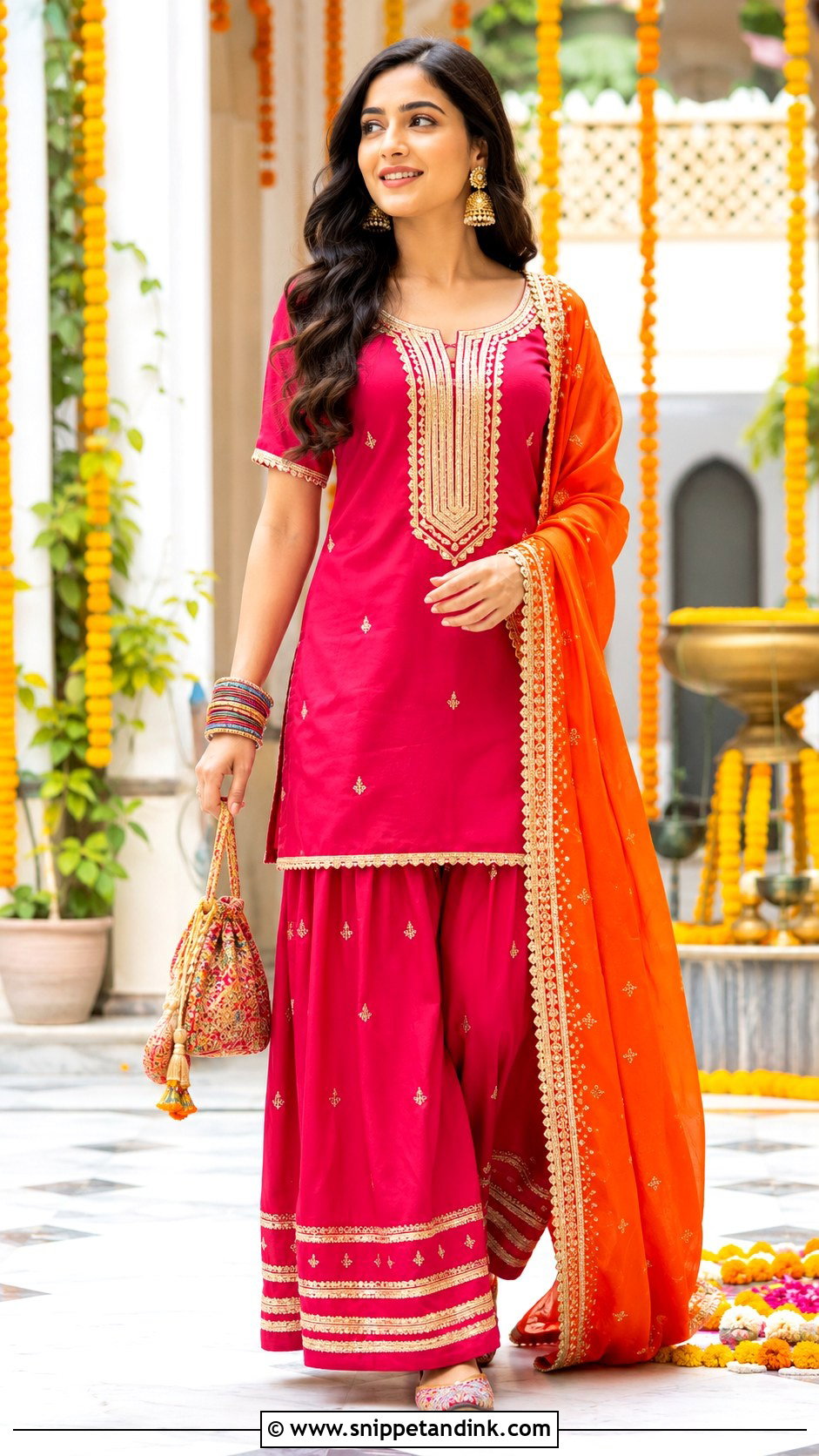 Fuchsia Sharara With Gota Work - Snippet and Ink - 20 Pakistani Sharara Designs for Wedding