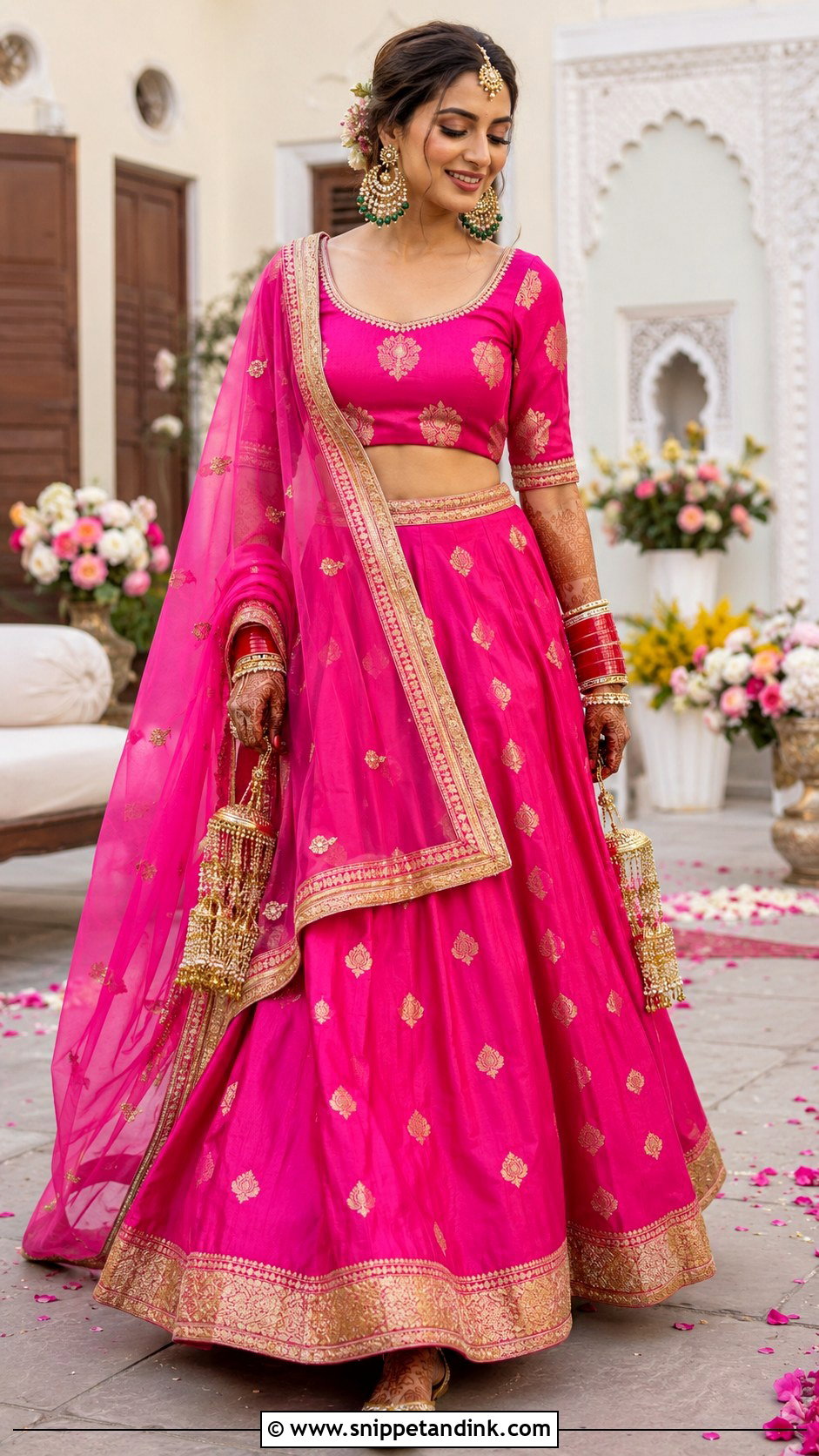 Fuchsia Silk Lehenga Chooda Ceremony Outfit - Snippet and Ink - 20 Chooda Ceremony Outfit Ideas