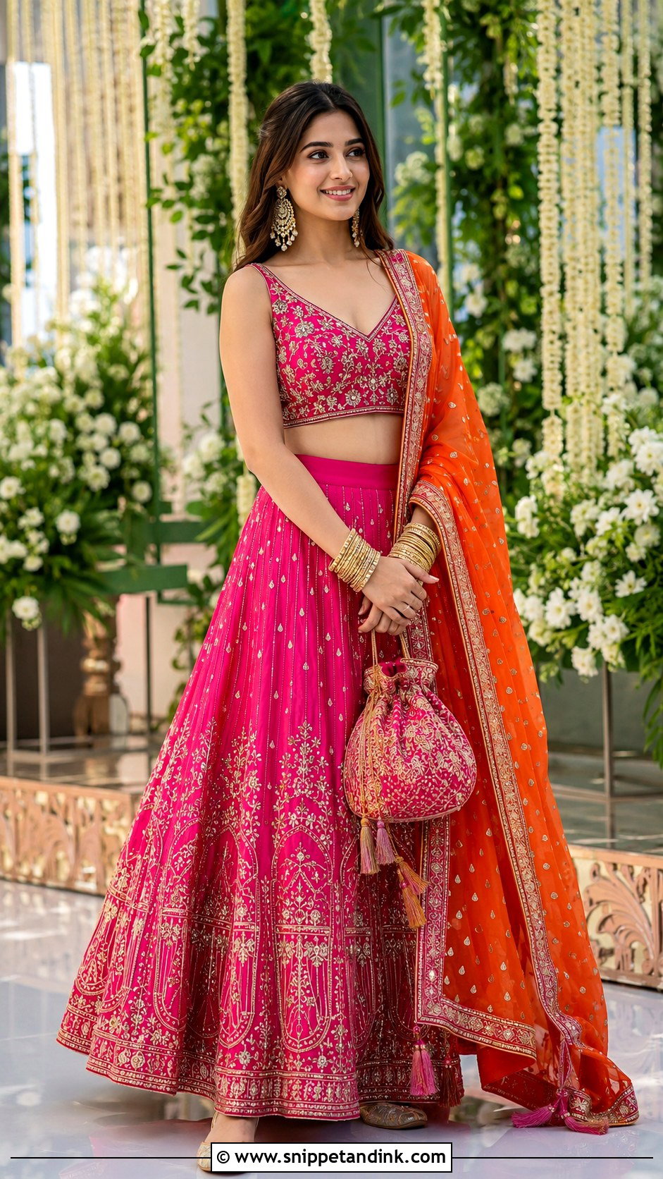 Fuchsia Silk Lehenga Mehndi Outfit - Snippet and Ink - 20 Mehandi Function Dresses Mehndi Outfit