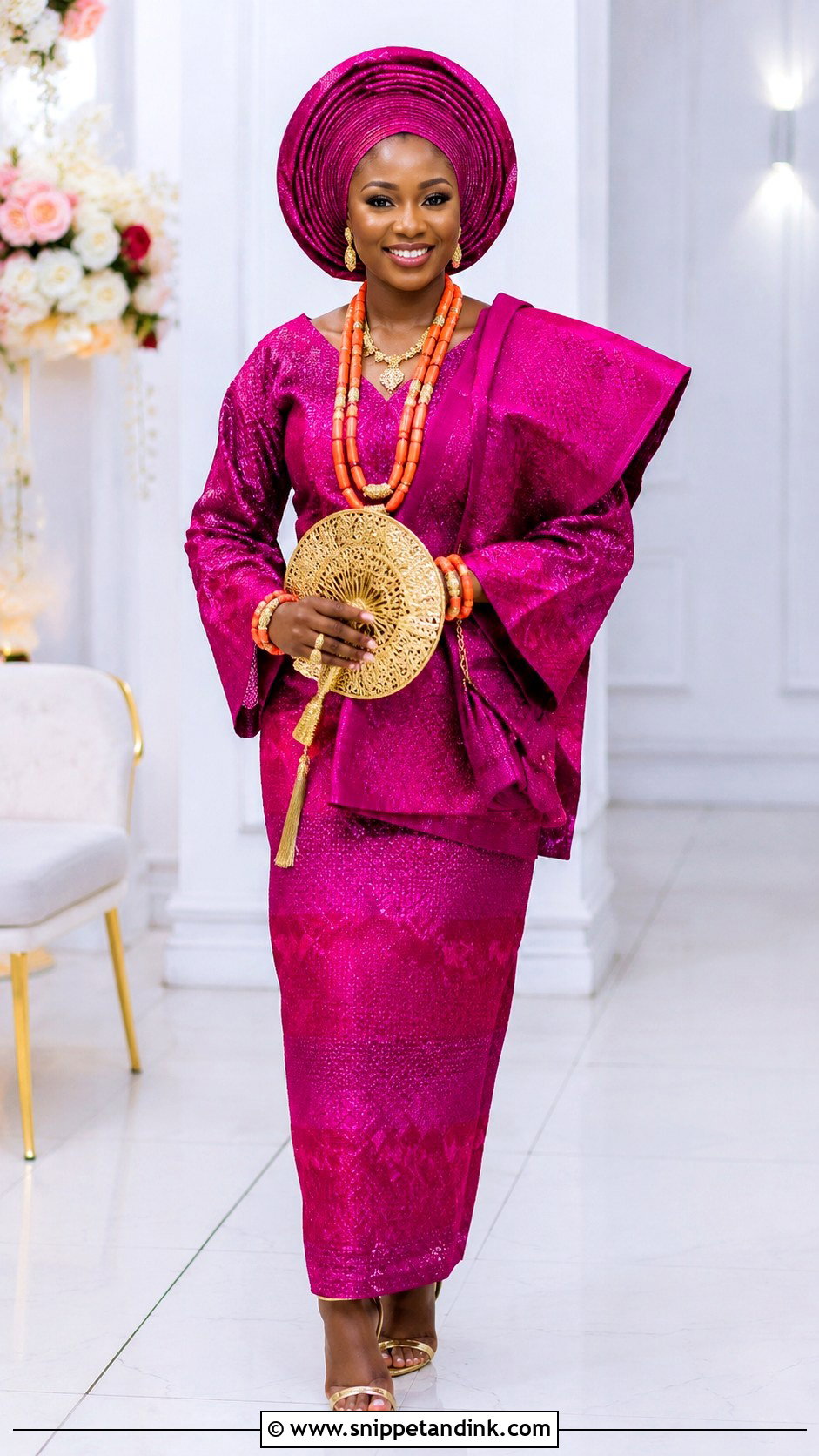 Fuchsia Yoruba Bride Attire - Snippet and Ink - 25 Yoruba Traditional Wedding Attire for Bride Ideas