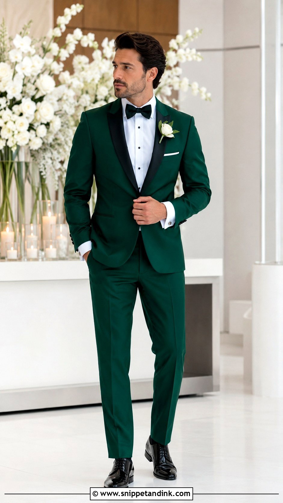 Full Emerald Green Tuxedo With White Shirt - Snippet and Ink - 20 Emerald Green Tuxedo Wedding Ideas