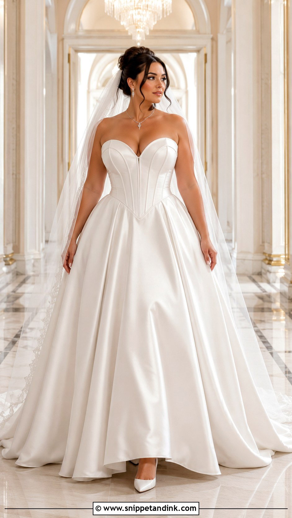 Full Figure Basque Waist Wedding Dress - Snippet and Ink - 25 Full Figure Wedding Dress Ideas