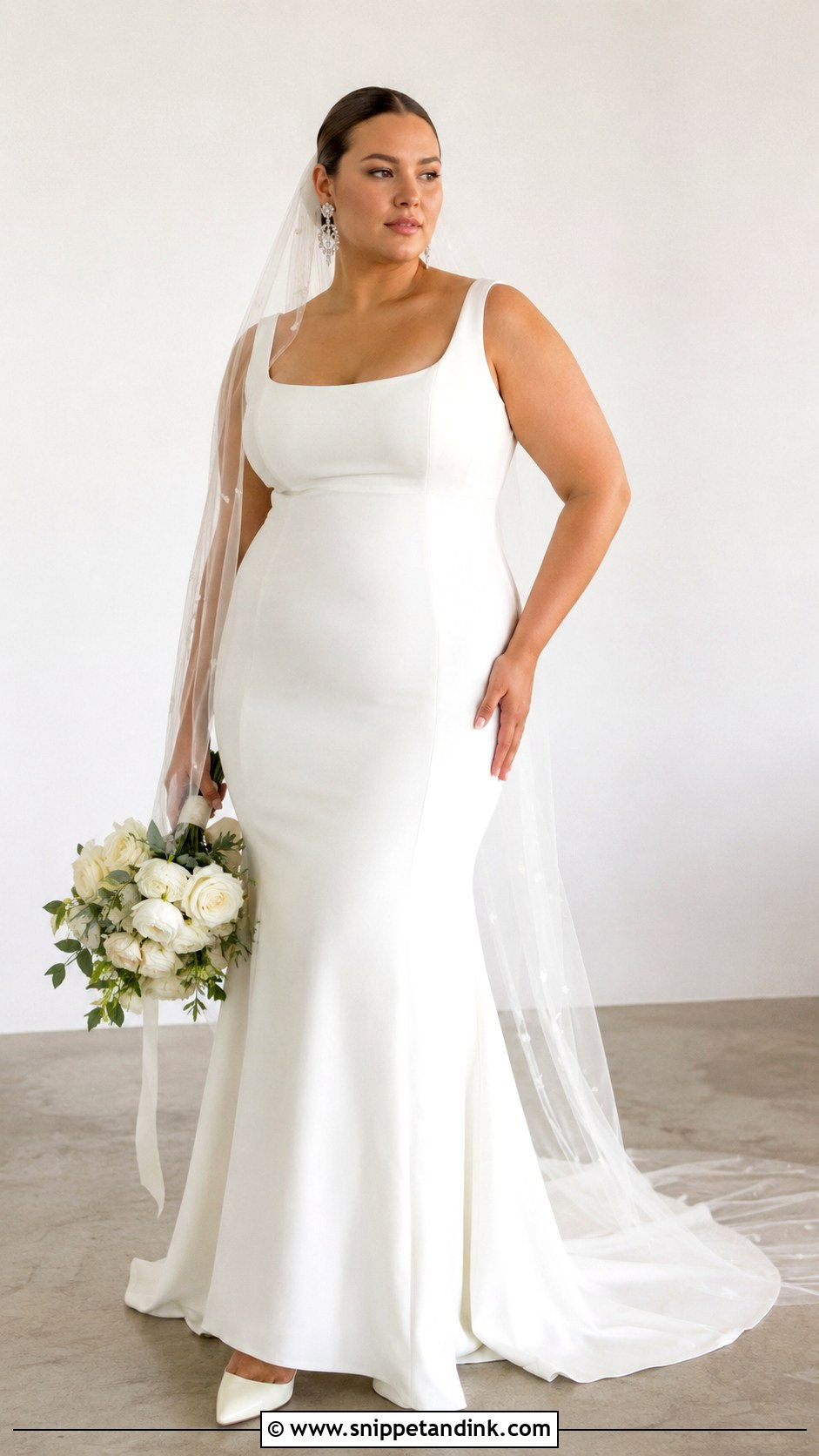 Full Figure Crepe Wedding Dress - Snippet and Ink - 25 Full Figure Wedding Dress Ideas