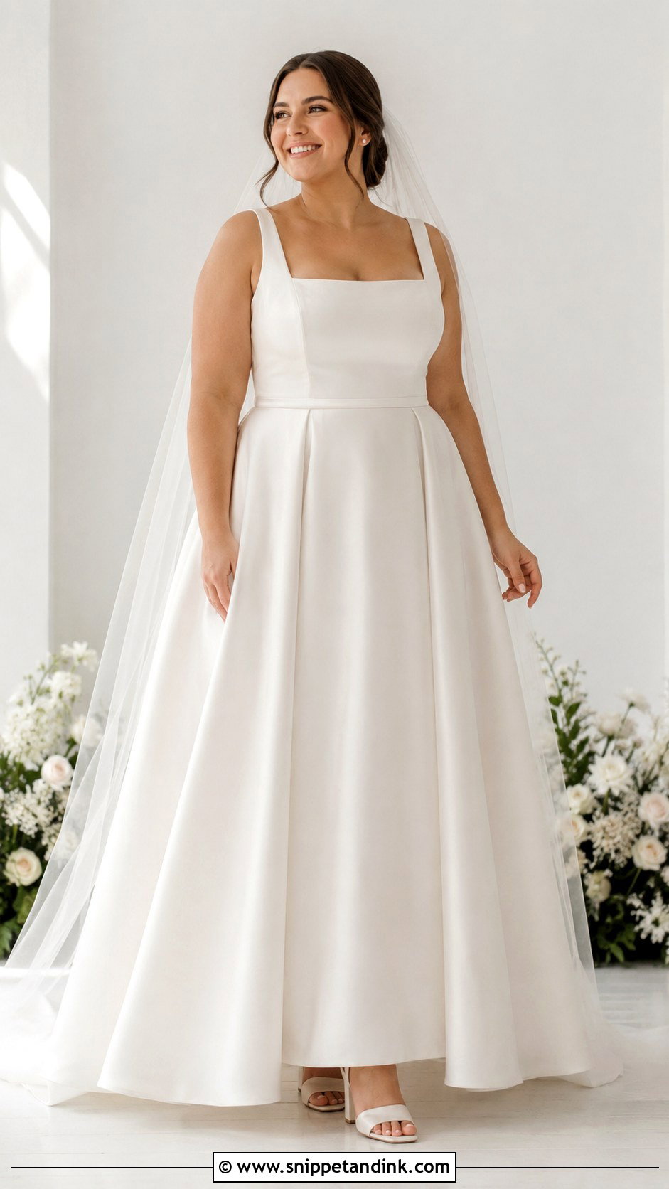 Full Figure Square Neck Wedding Dress - Snippet and Ink - 25 Full Figure Wedding Dress Ideas