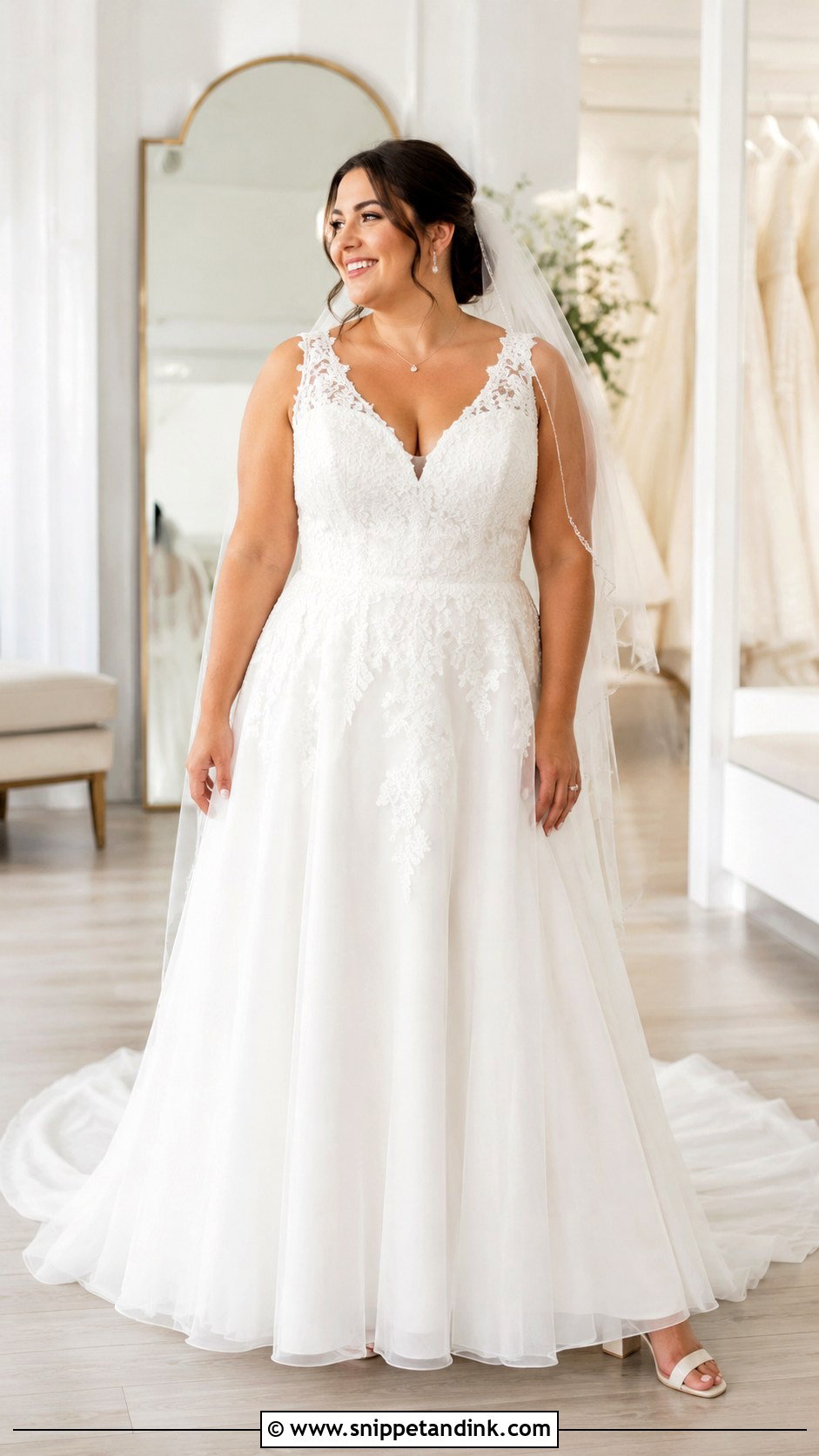 Full Figure V Neck Wedding Dress - Snippet and Ink - 25 Full Figure Wedding Dress Ideas