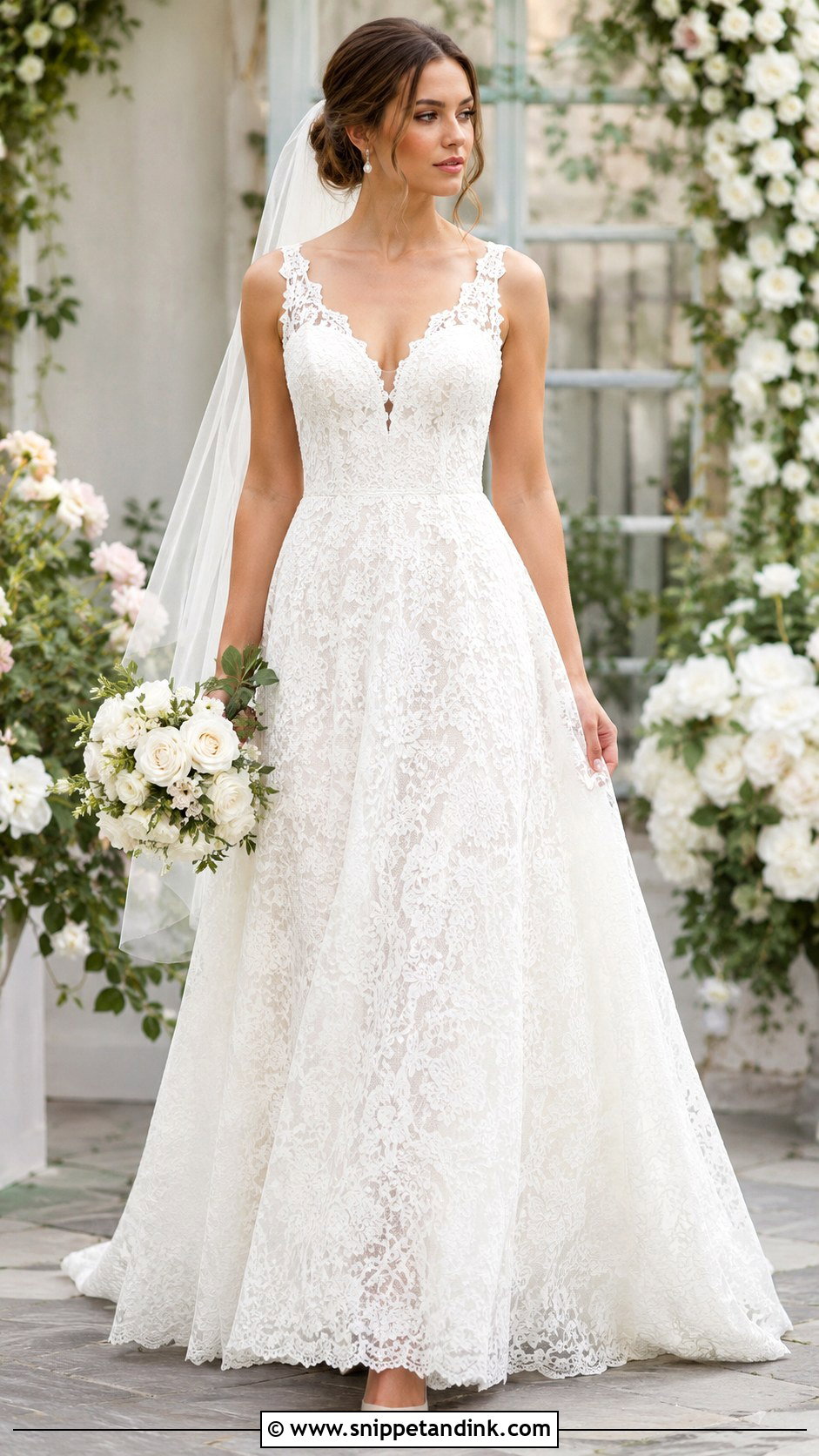 Full Lace A Line Wedding Dress - Snippet and Ink - 25 Full Lace Wedding Dresses