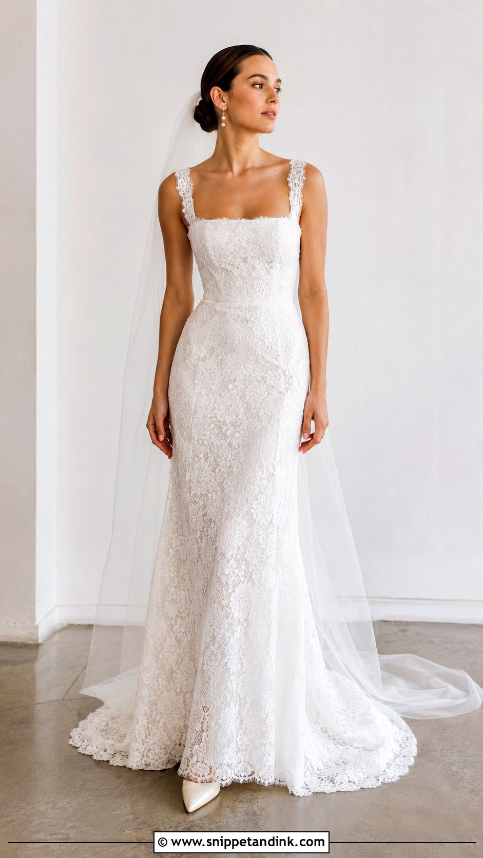Full Lace Square Neck Wedding Dress - Snippet and Ink - 25 Full Lace Wedding Dresses