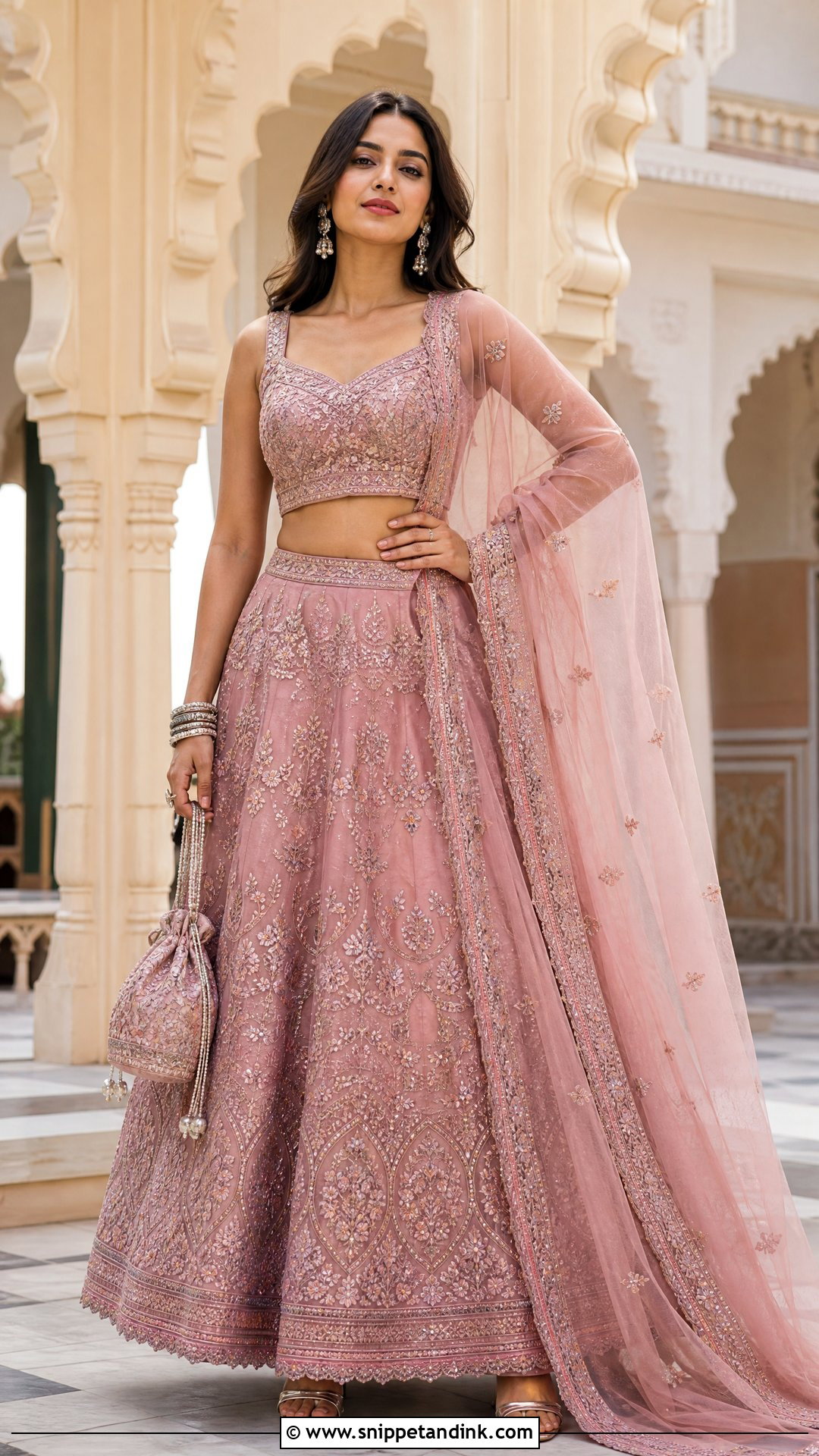 Full Length Standing Lengha Pose - Snippet and Ink - 25 Aesthetic Lengha Poses Ideas