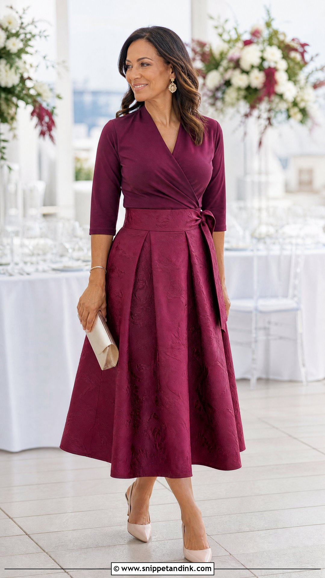 Full Midi Skirt and Wrap Top Wedding Outfit - Snippet and Ink - 20 Skirt and Top Outfits for Wedding