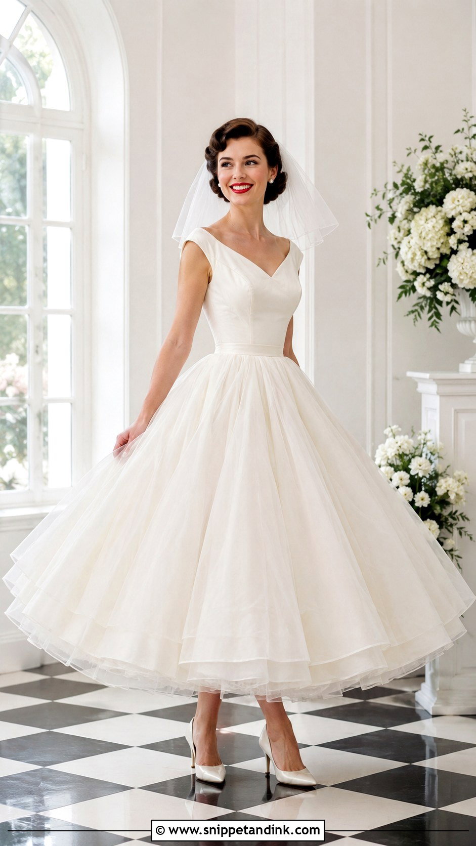 Full Skirt 50s Wedding Dress - Snippet and Ink - 30 50s Wedding Dress Ideas