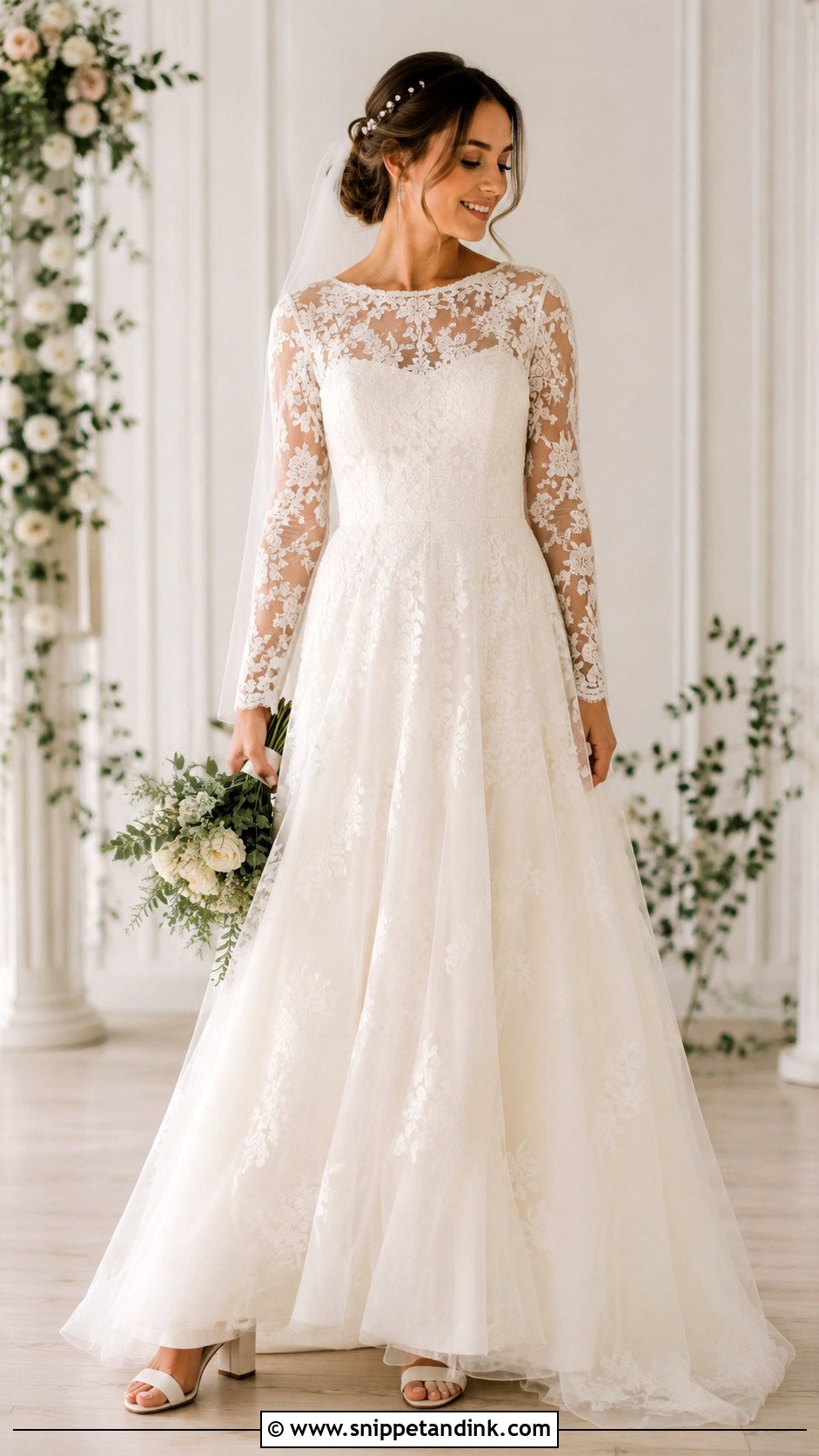 Full Sleeve A Line Wedding Dress - Snippet and Ink - 25 Full Sleeve Wedding Dress Ideas