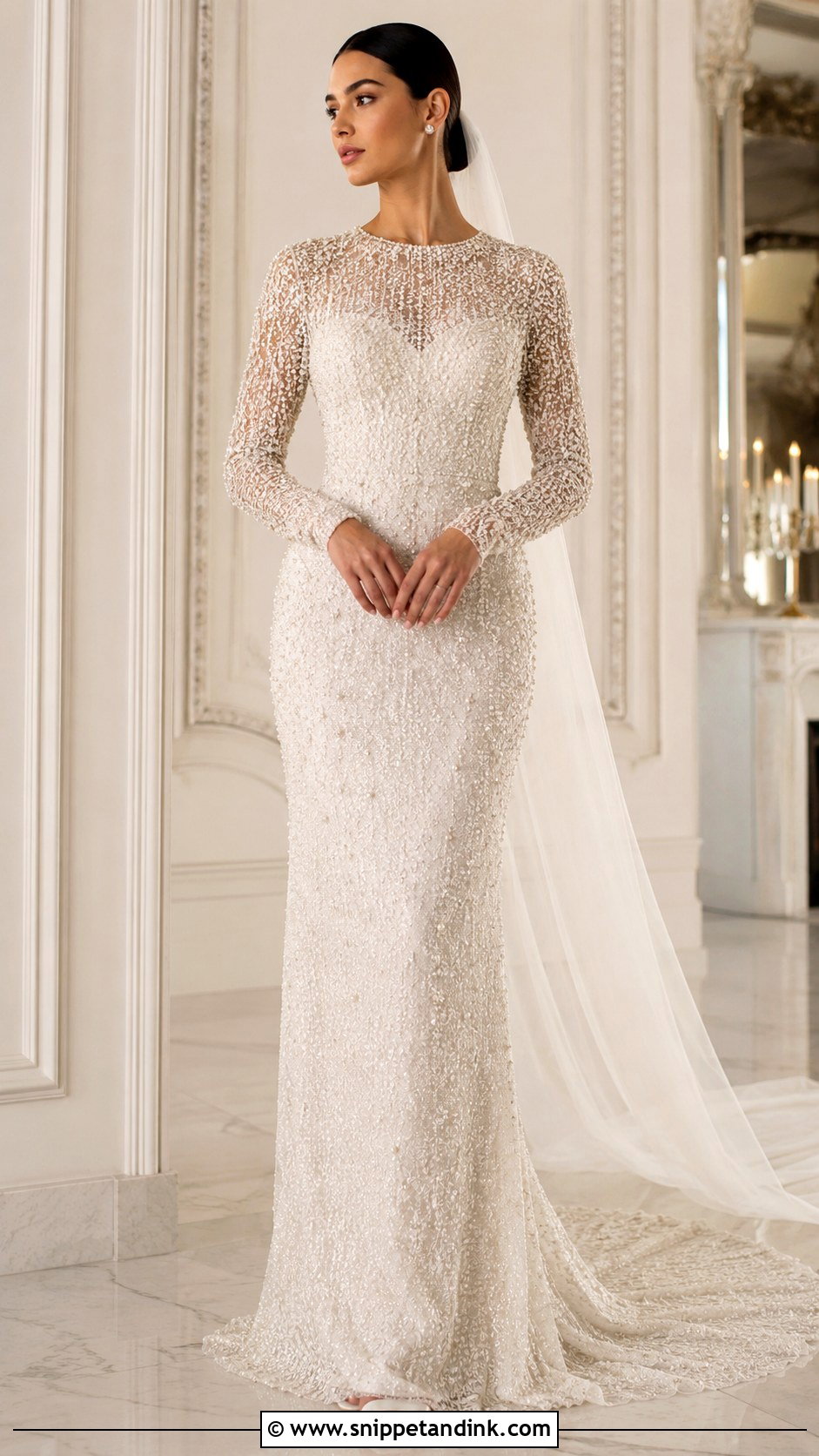 Full Sleeve Beaded Wedding Dress - Snippet and Ink - 25 Full Sleeve Wedding Dress Ideas