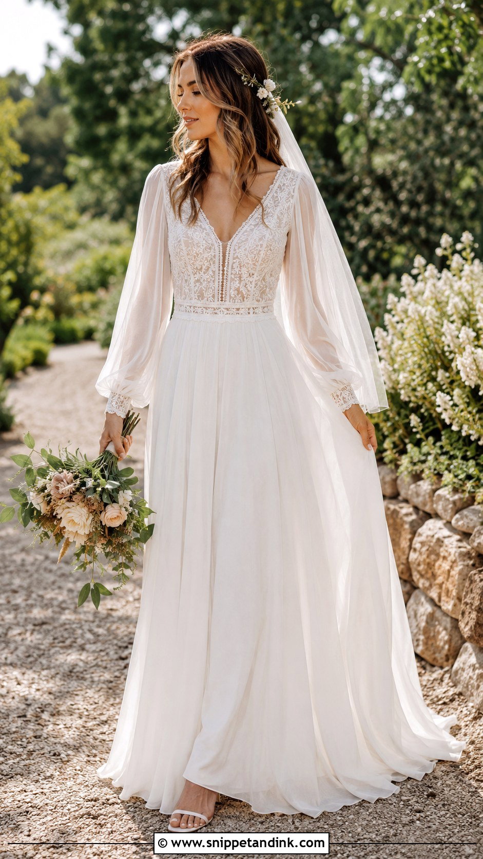 Full Sleeve Boho Wedding Dress - Snippet and Ink - 25 Full Sleeve Wedding Dress Ideas