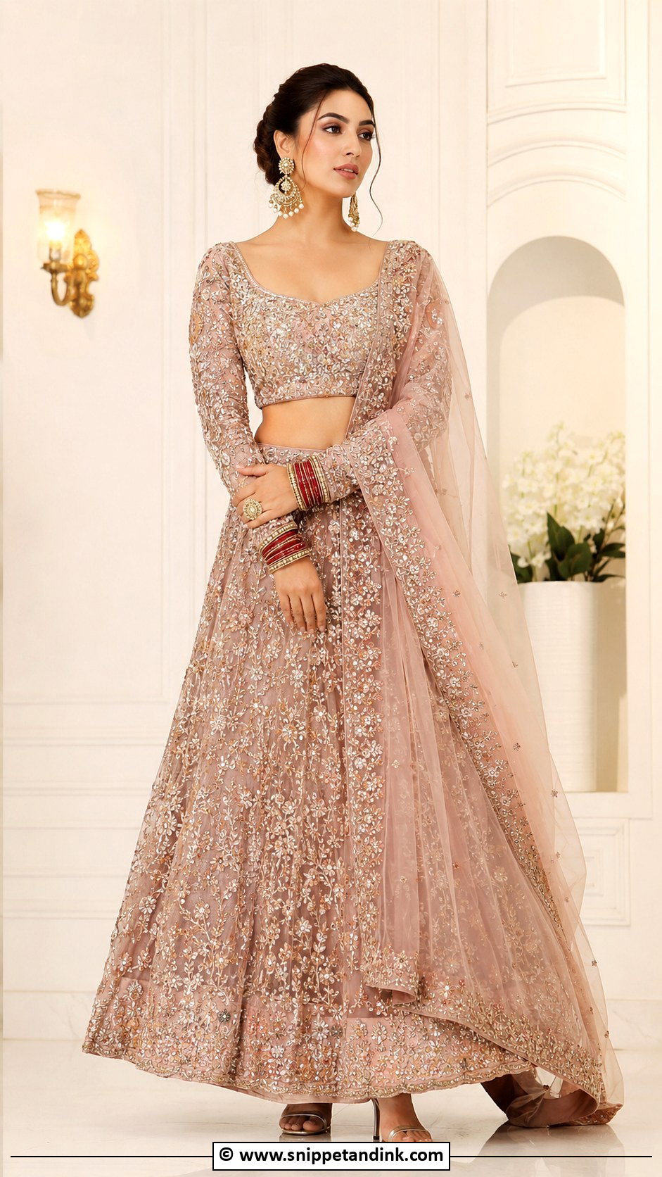 Full Sleeve Bridal Blouse With Lehenga - Snippet and Ink - 30 Bride Blouse Designs